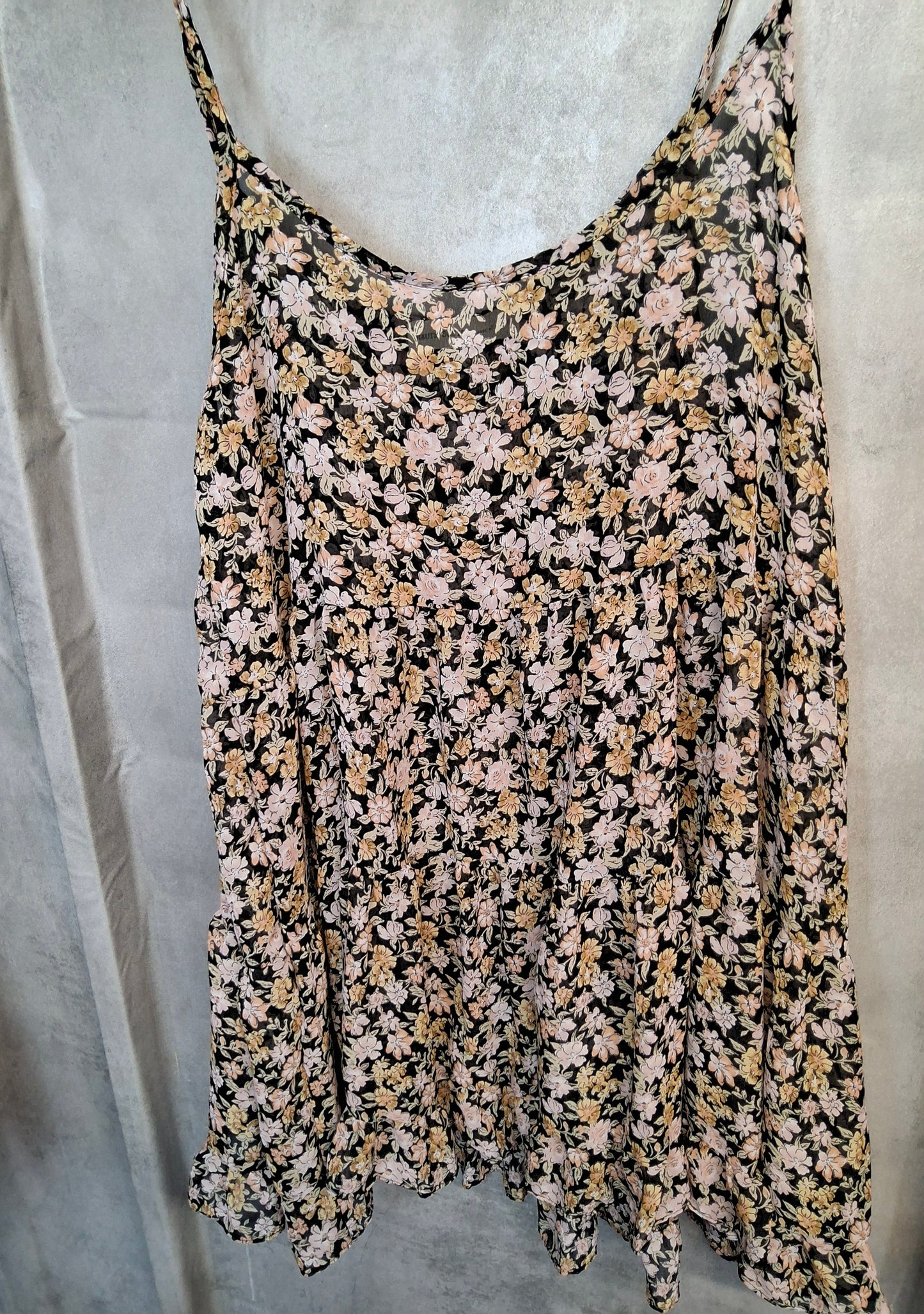 Haute Society Black Floral Strappy Mini Dress β Size M (Fits UK size 10/12)