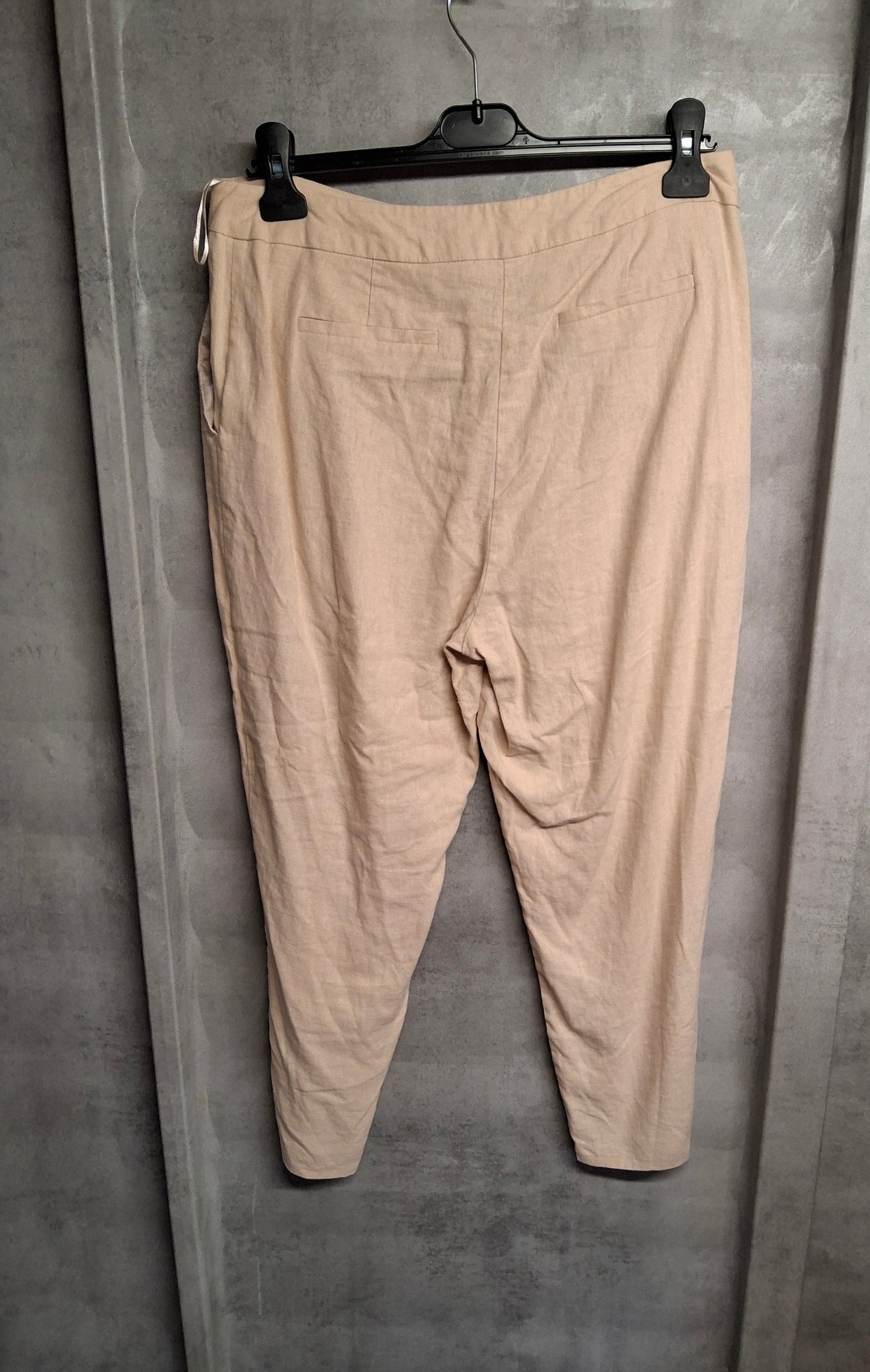 Very Cream Linen Blend High-Waist Slim Trousers – Size 12 – Light & Luxe