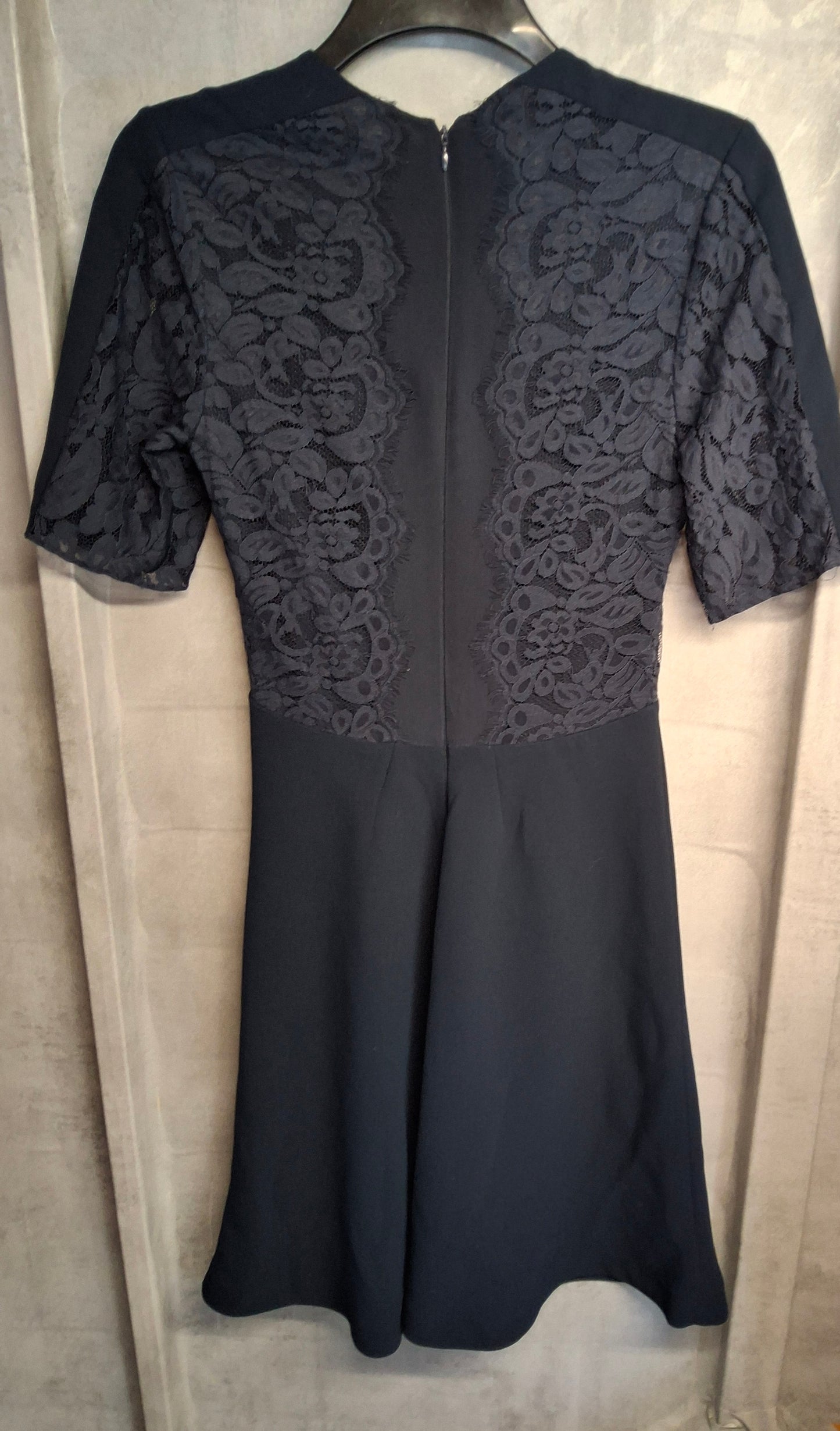Whistles Navy Lace Fit & Flare Midi Dress ā Size 10