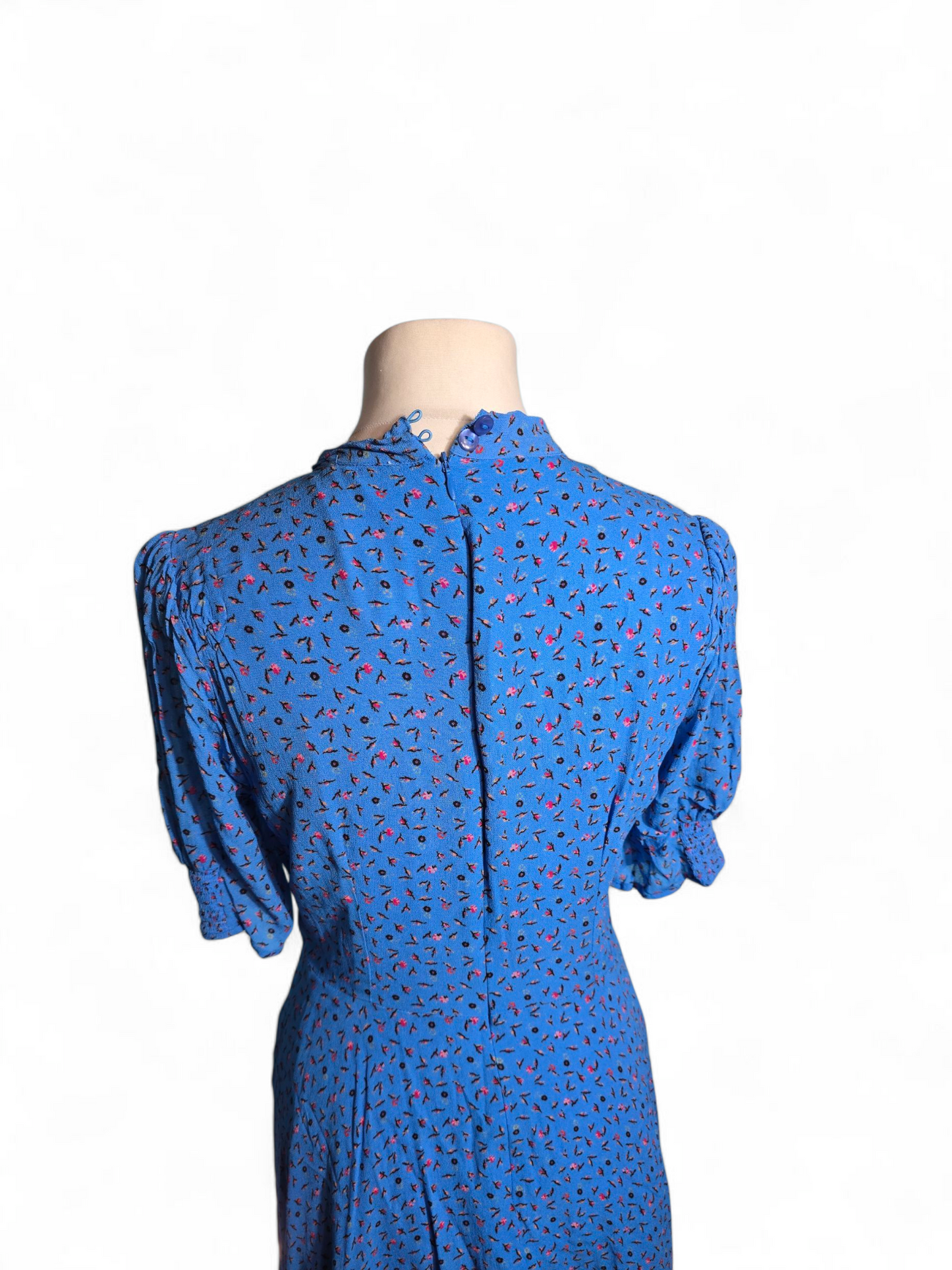 Studio by Preen Floral Midi Dress | Size 14 UK | Viscose, Asymmetrical Hem, V-Neck
