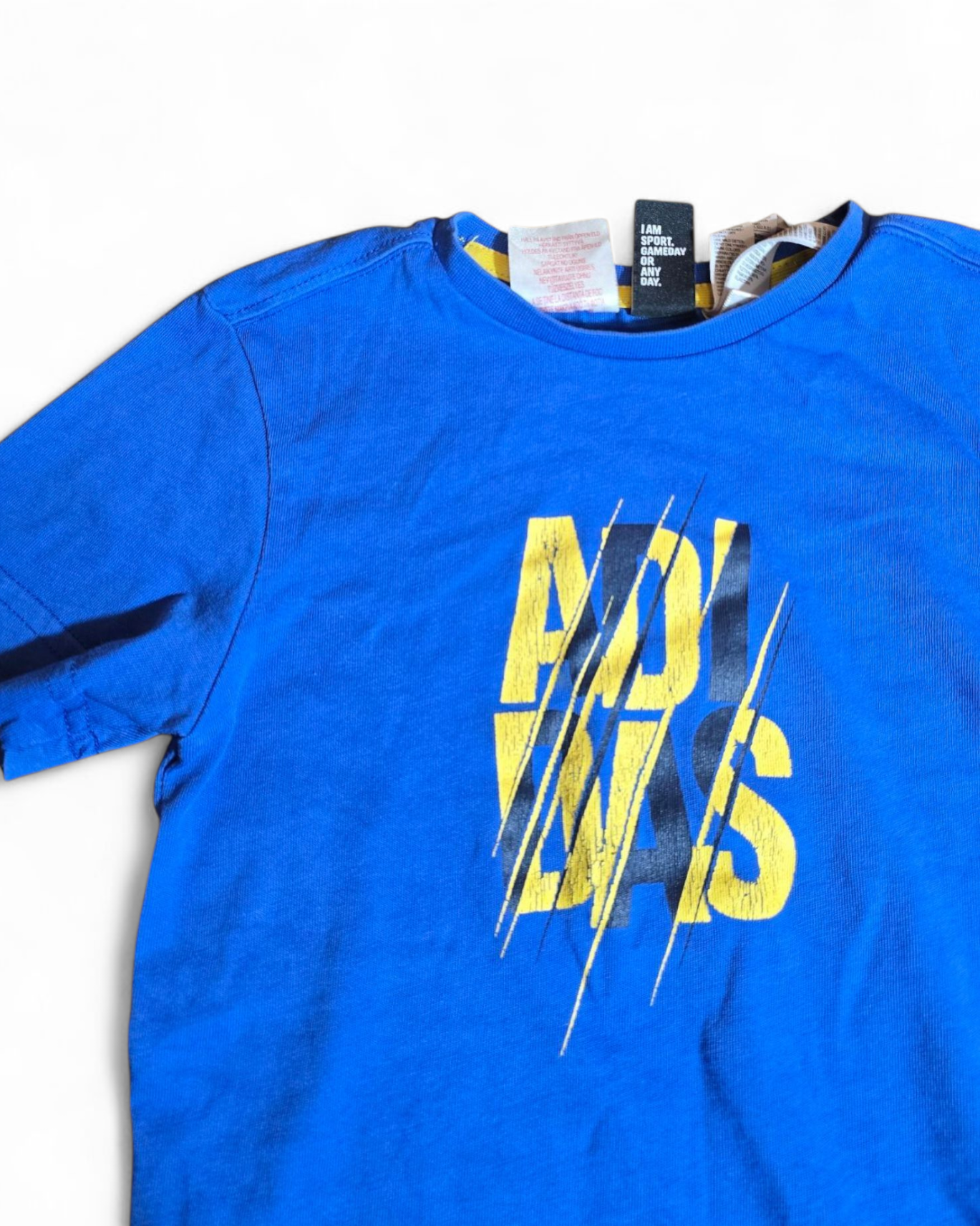 Adidas Boys Blue T-Shirt Age 5–6 | Short Sleeves | Yellow Logo | Fits 4+ | Comfy & Playtime-Ready