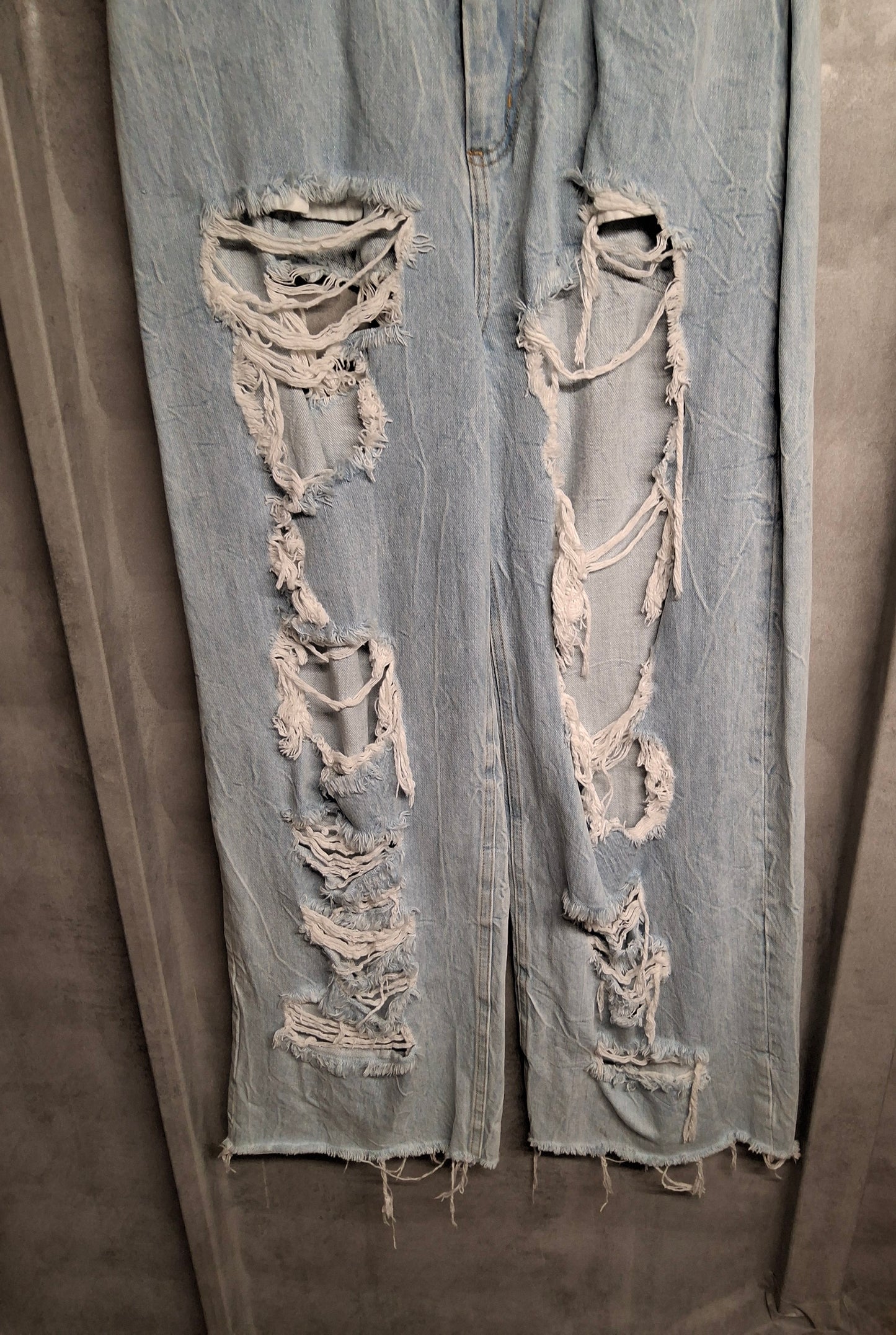 ASOS Light Blue Distressed Wide-Leg Jeans – Size 6/8 – 90s Grunge Cool