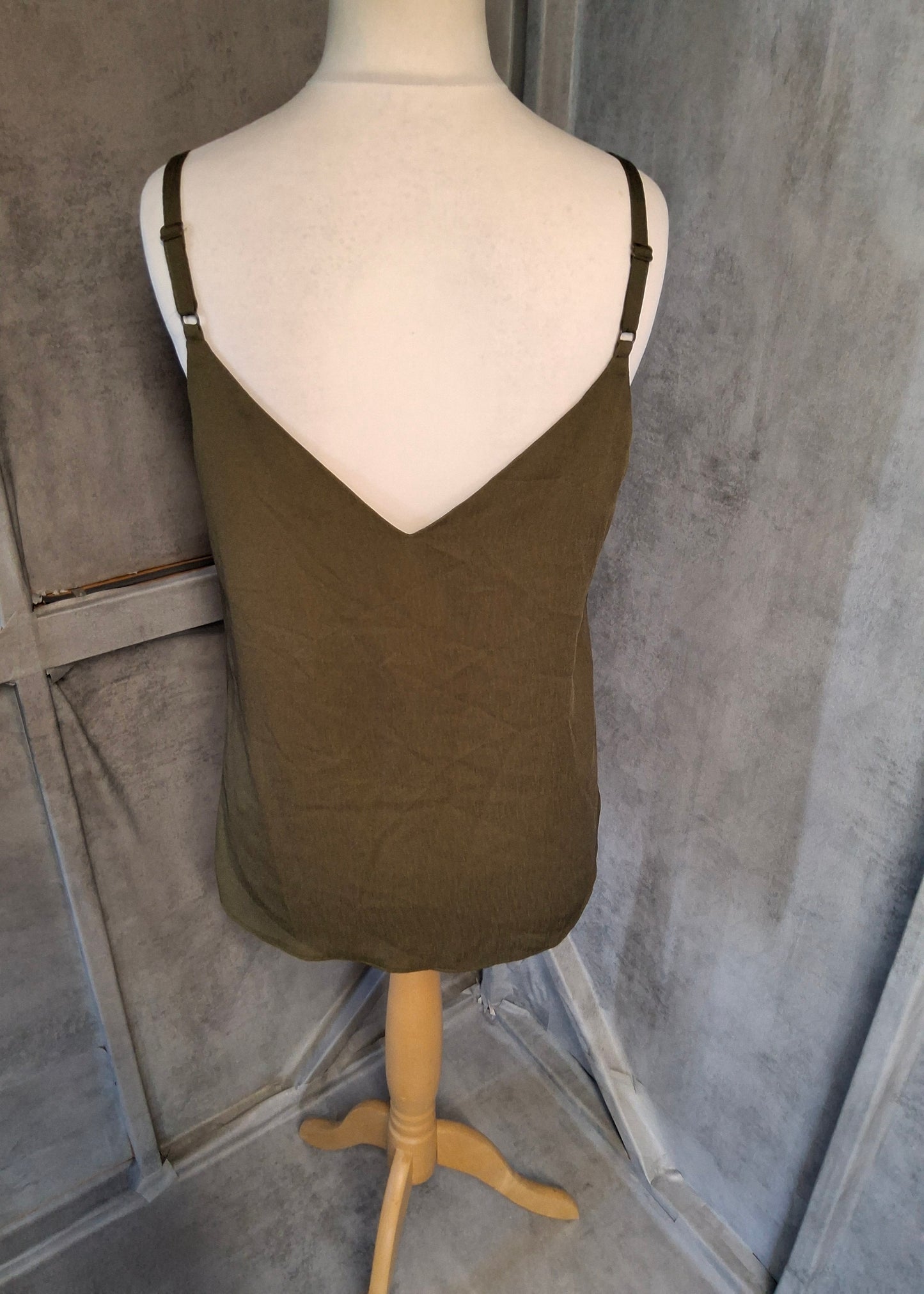 George Khaki Green Cami Top – Size 12 – Layered Hem