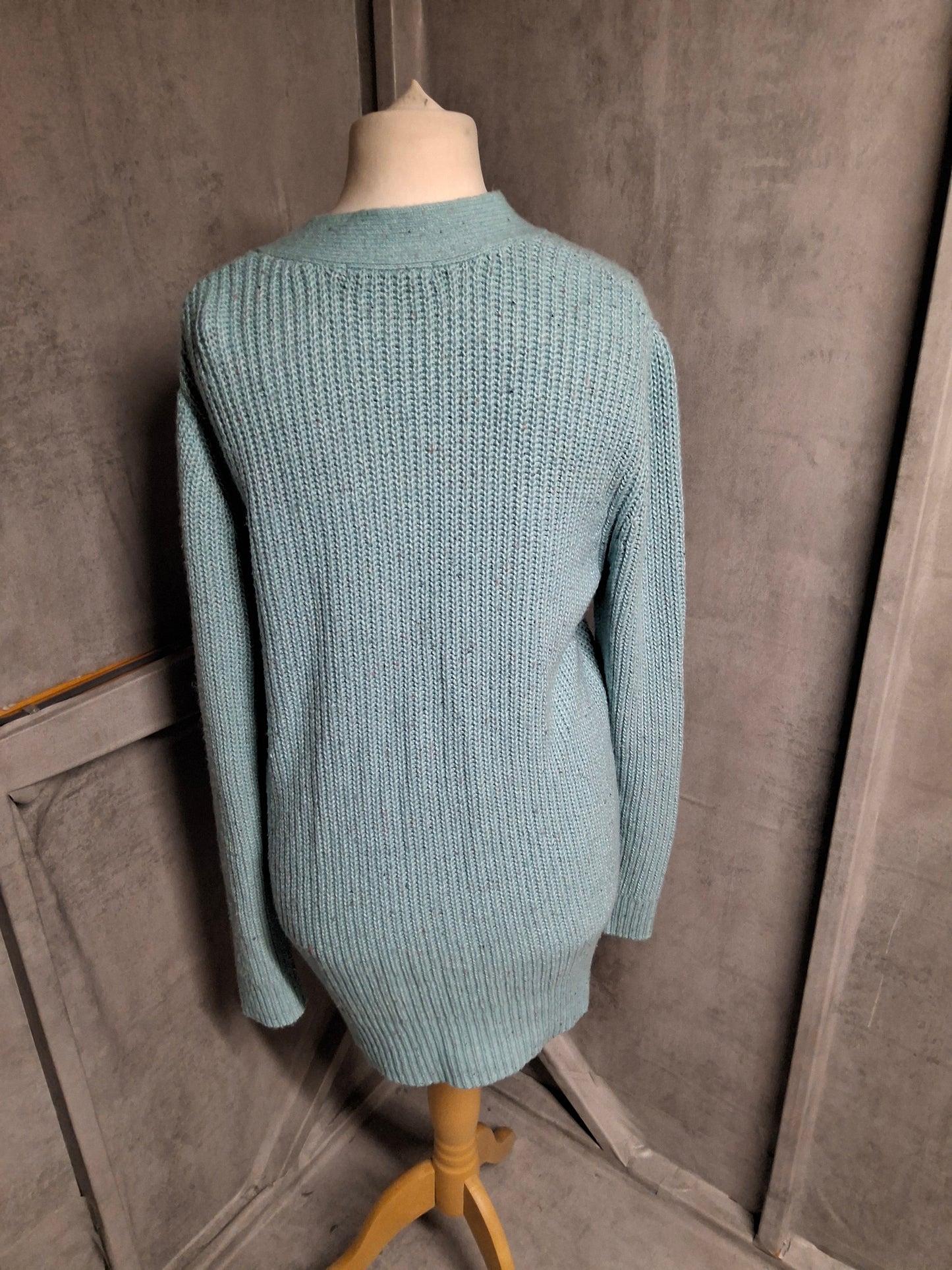 M&S Turquoise Blue Knitted Midi Cardigan – Size M (UK size 10–14)