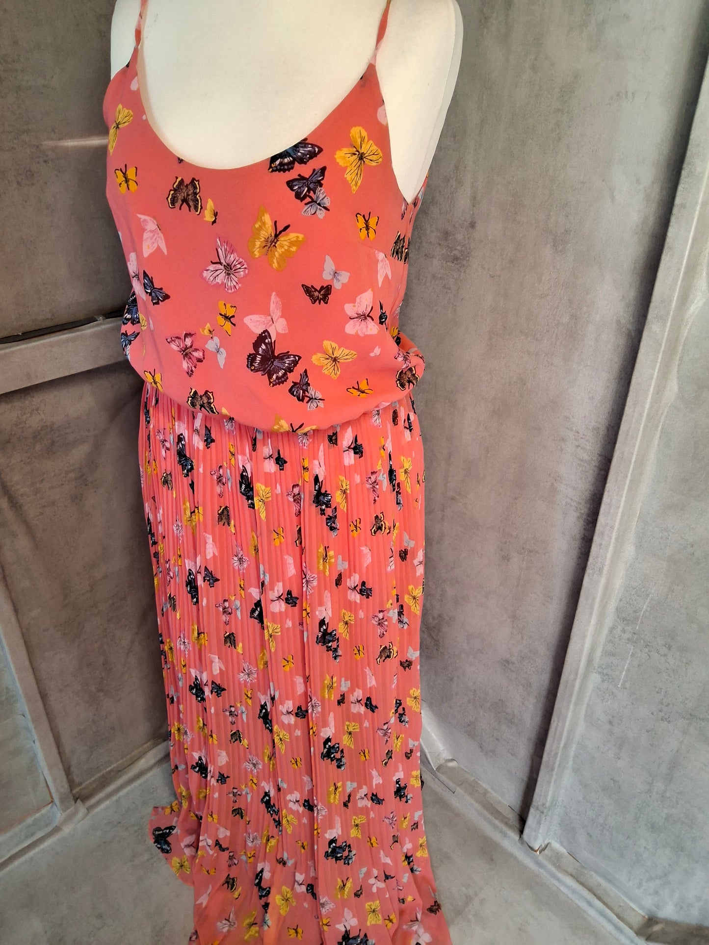 Oasis Butterfly Print Pleated Maxi Dress – Size 10
