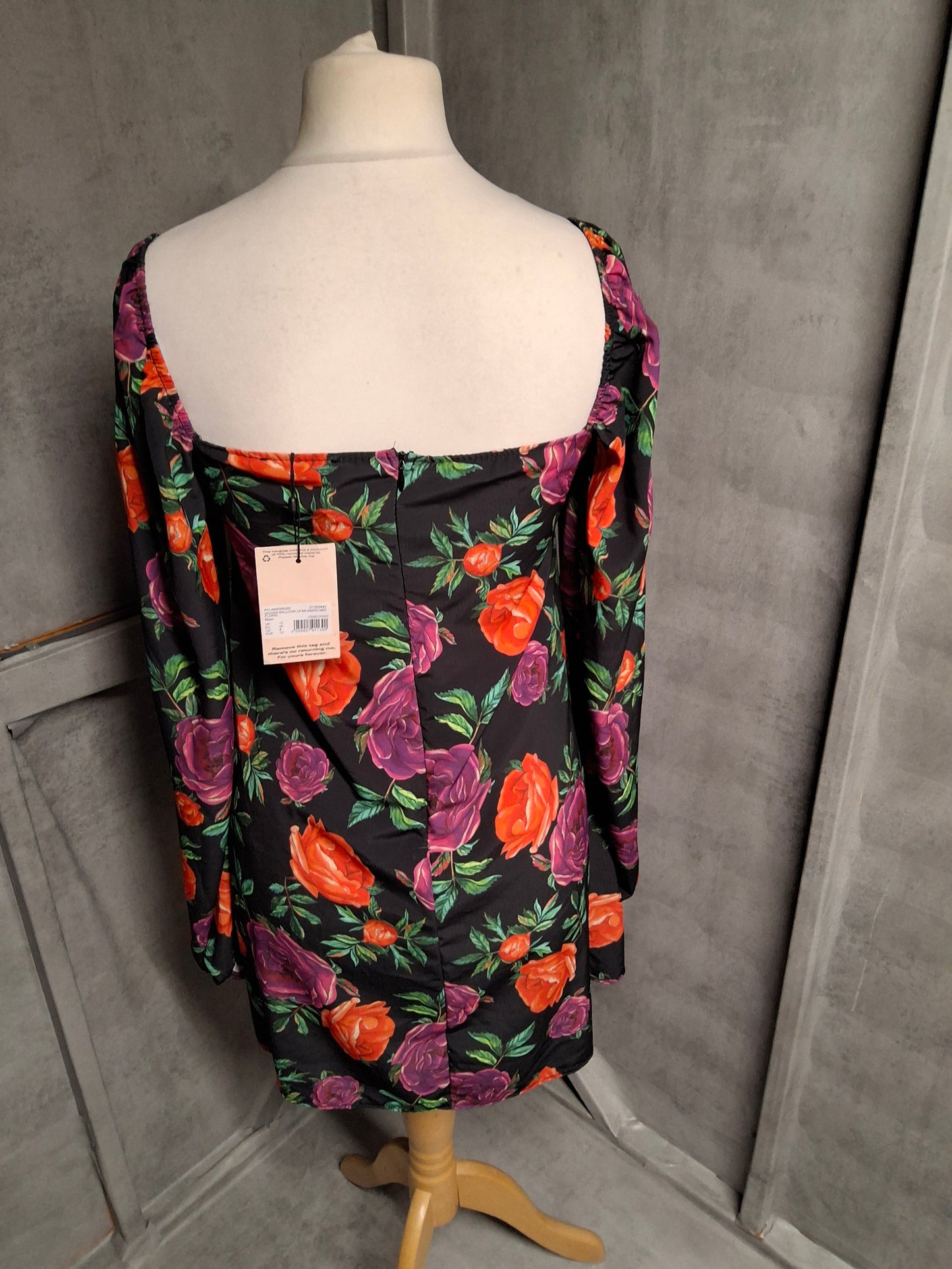 Missguided Black & Multicolour Floral Mini Dress β Size 12 β BNWT