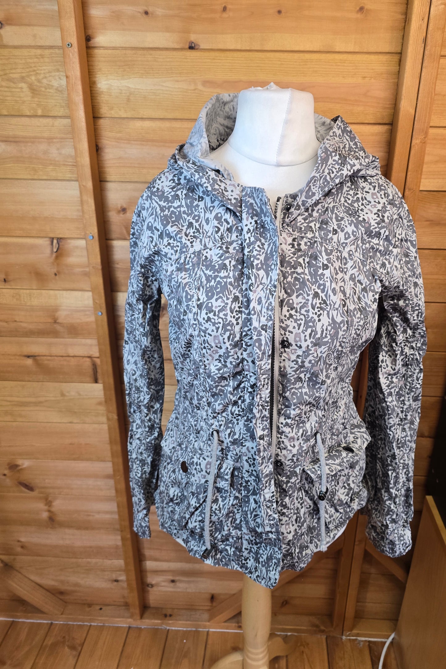 🌿 George G21 Grey Animal Print Lightweight Jacket | Size 10 | 100% Cotton 🌿