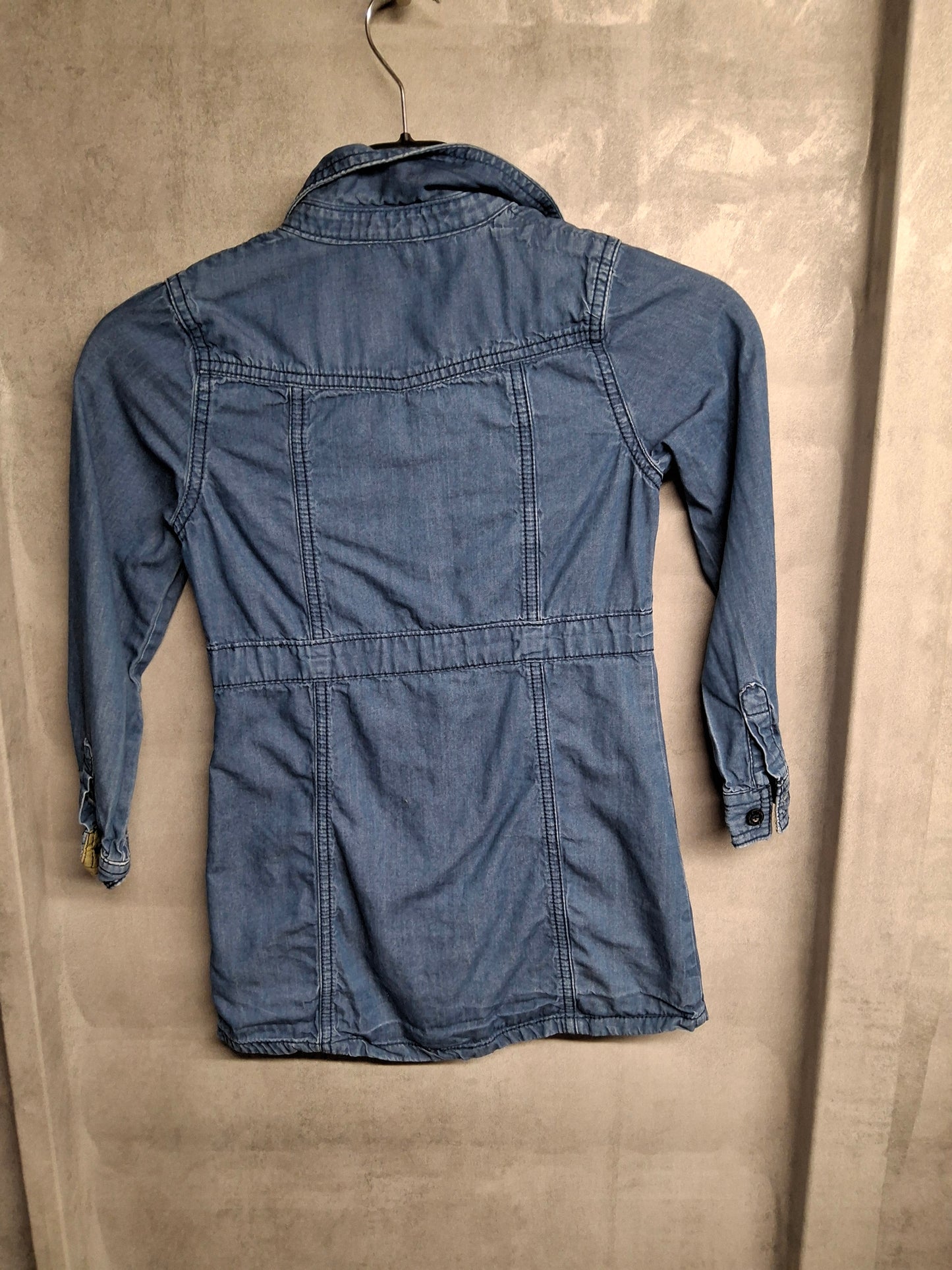 Mothercare Girls’ Blue Denim Dress – Age 5–6 Years – Long Sleeve Popper Style