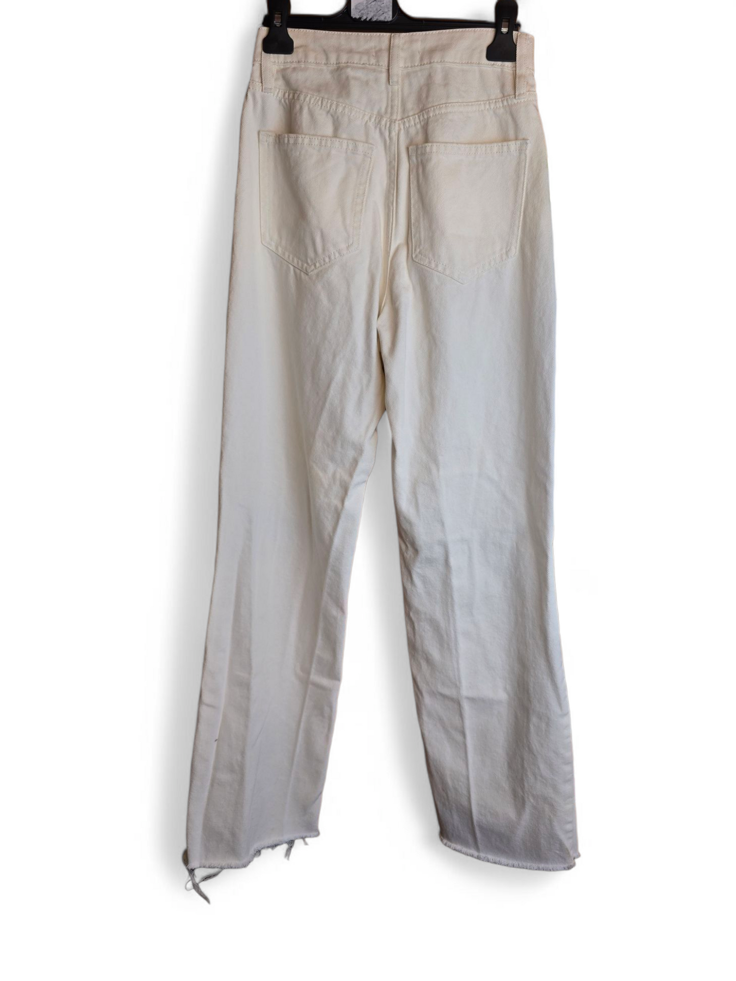 F&F white denim ripped high waisted straight leg jeans size 6