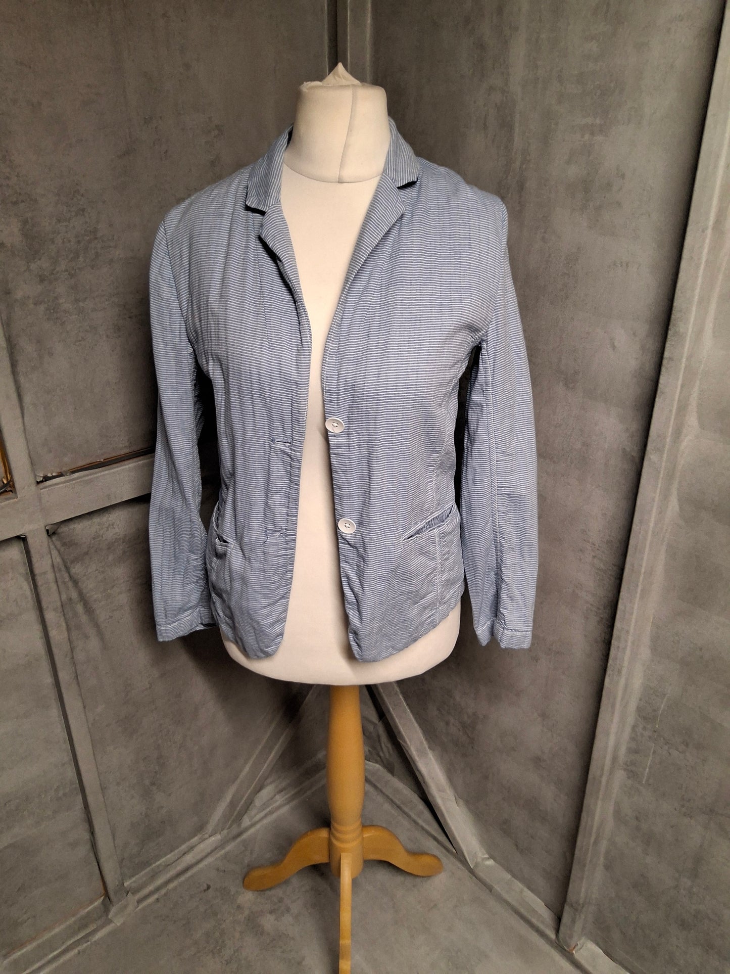 Gap Blue Pinstripe Cotton Blazer – Size 8