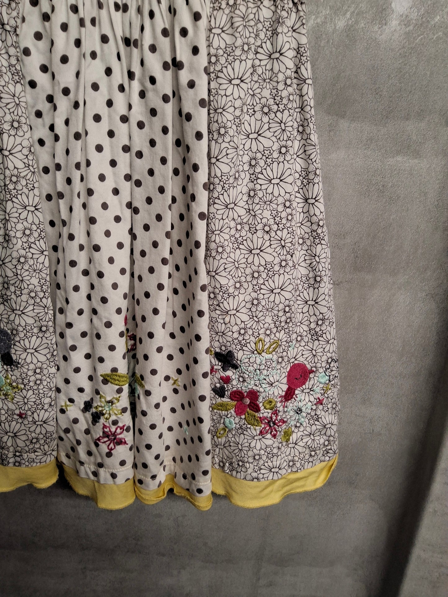 Marks & Spencer Girls Floral & Polka Dot Dress – Age 3–4 Years – White/Yellow