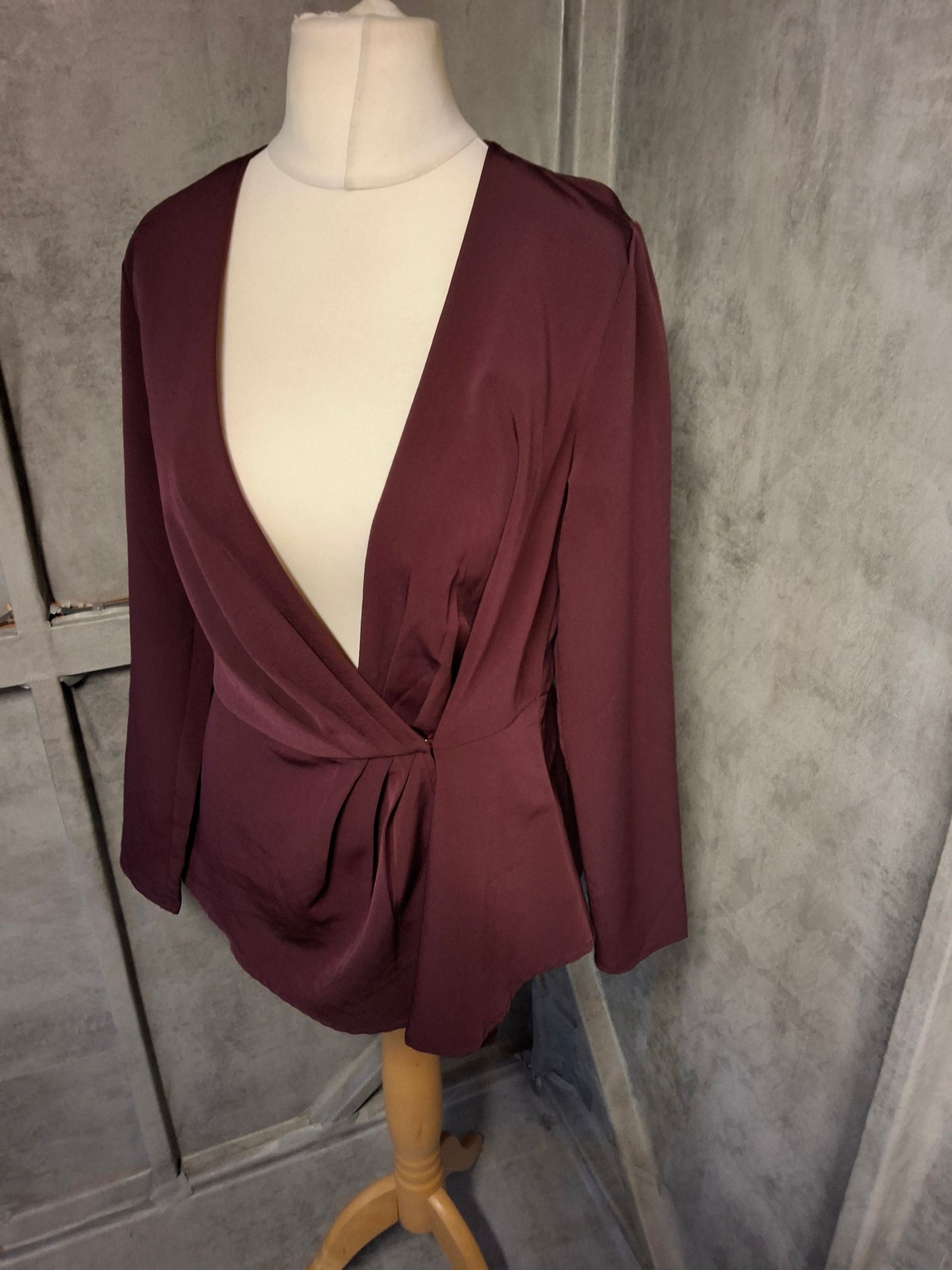 Very Purple Wrap Blouse – Size 10 – V-Neck Long Sleeve Smart Casual Top