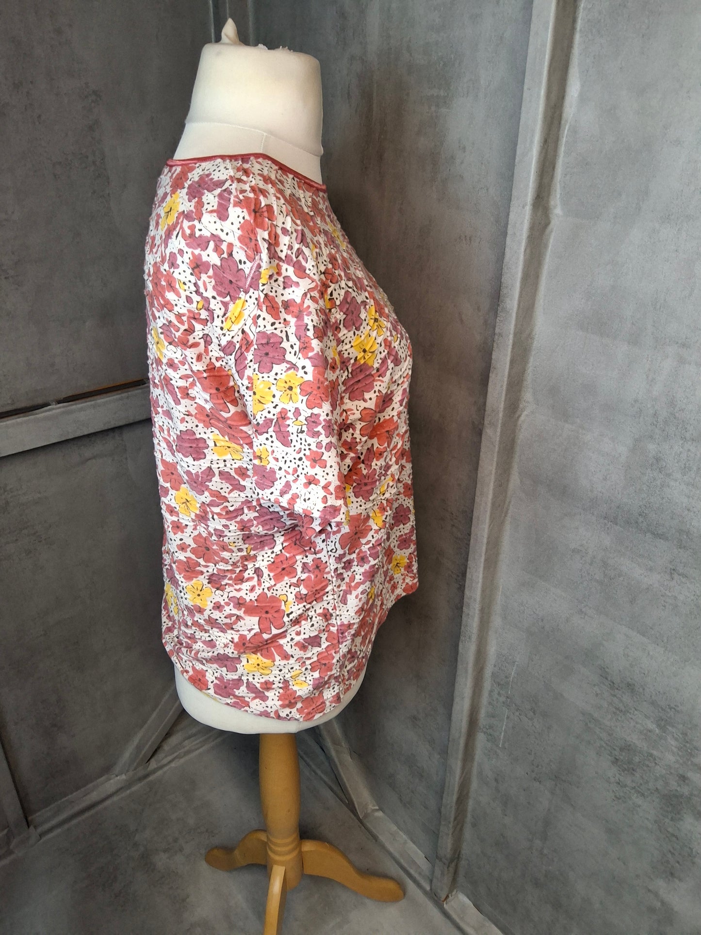 Ruched & Ready 🌸 Honor Milburn Floral Textured Top UK size 14/16