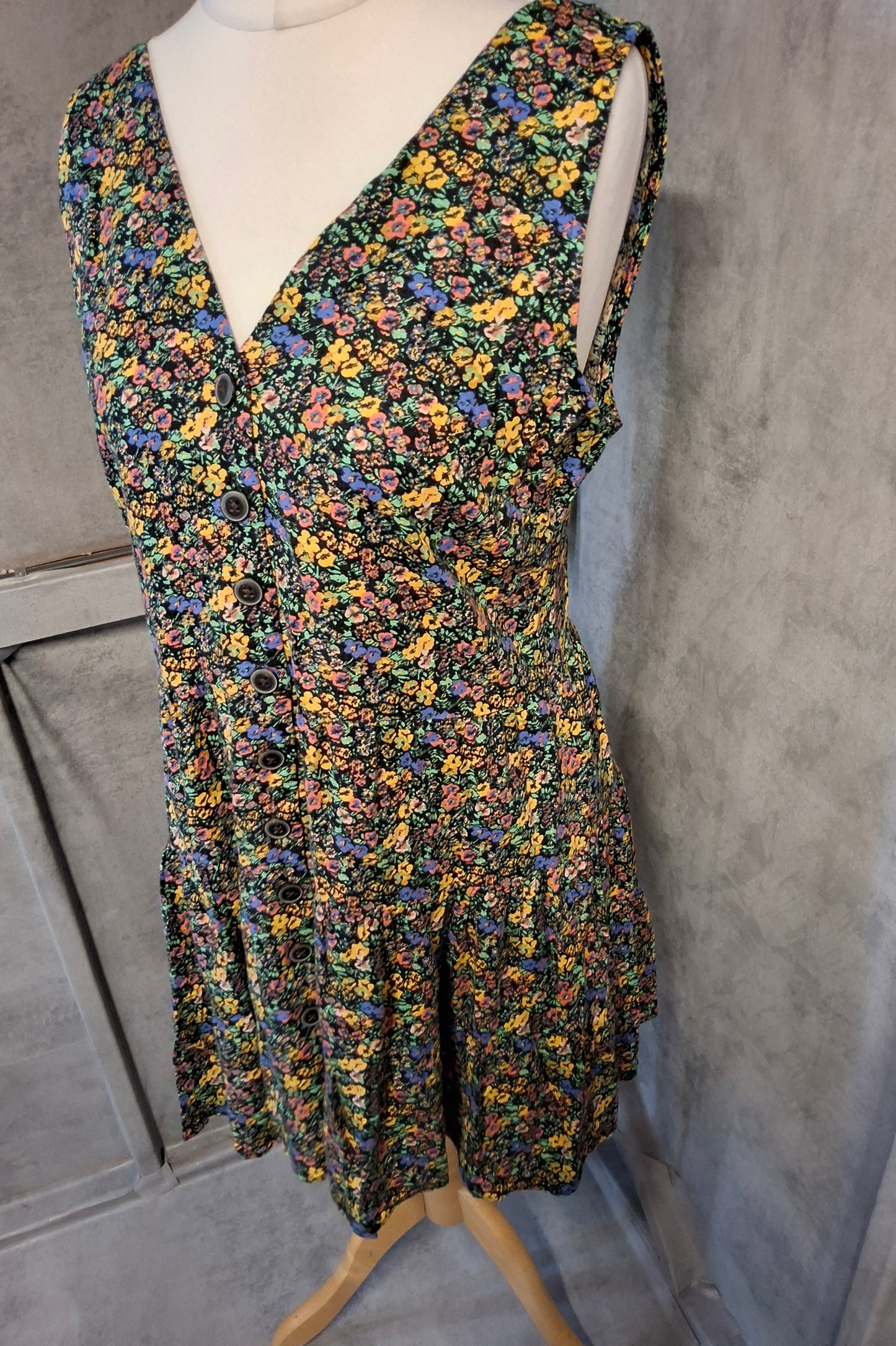 Next Floral Button-Front Dress – Size 12 – Linen Blend – NWT