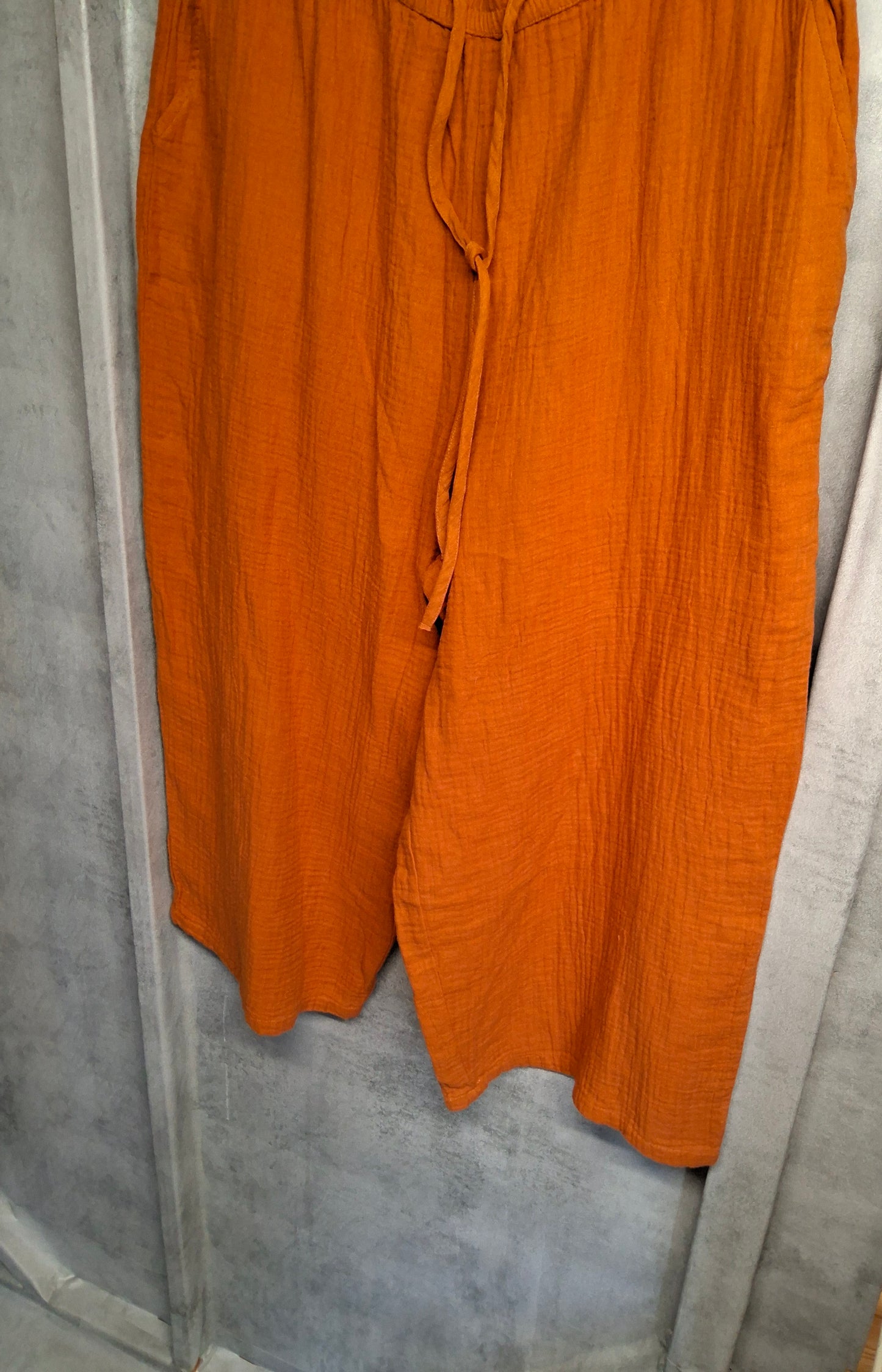 George Burnt Orange Cotton Wide Leg Cropped Trousers ā Size 18 ā High Waisted