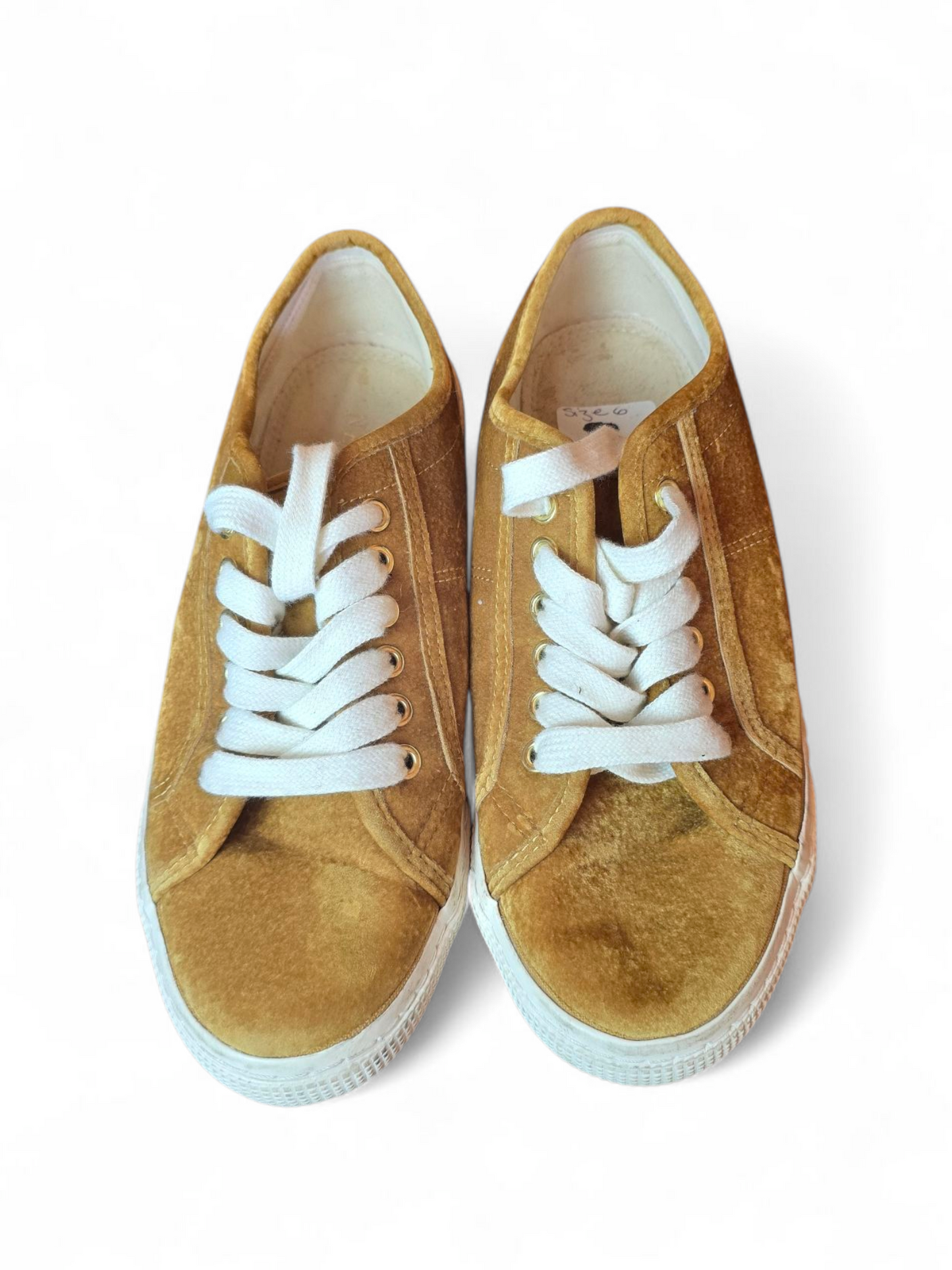 Next Mustard & White Suede Lace-Up Pumps Size 6 – Round Toe, Smart Casual Style, Versatile Fit