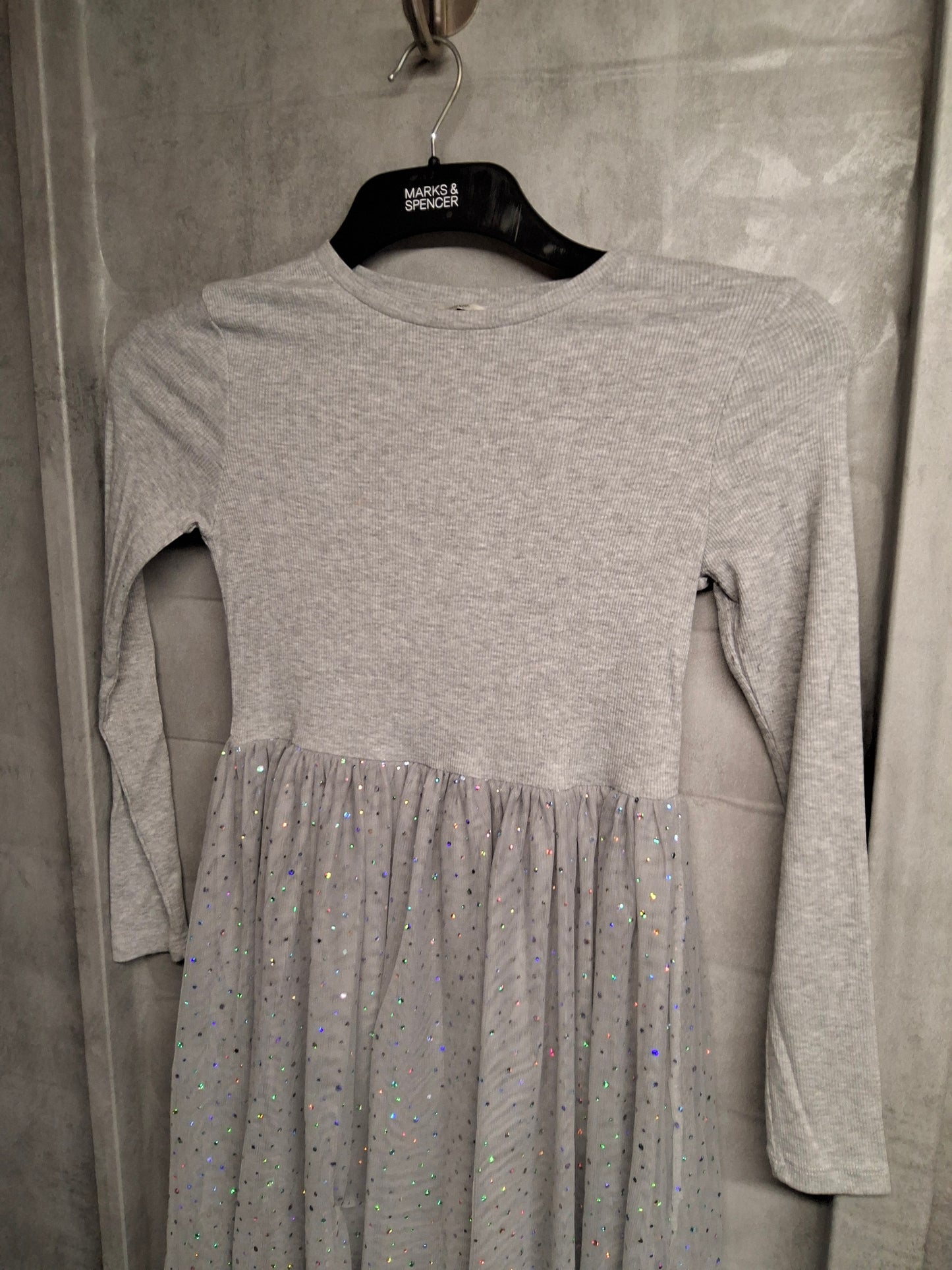 George Girls’ Grey Tulle Sequin Dress – Age 12–13 Years – Cotton & Polyester Party Outfit