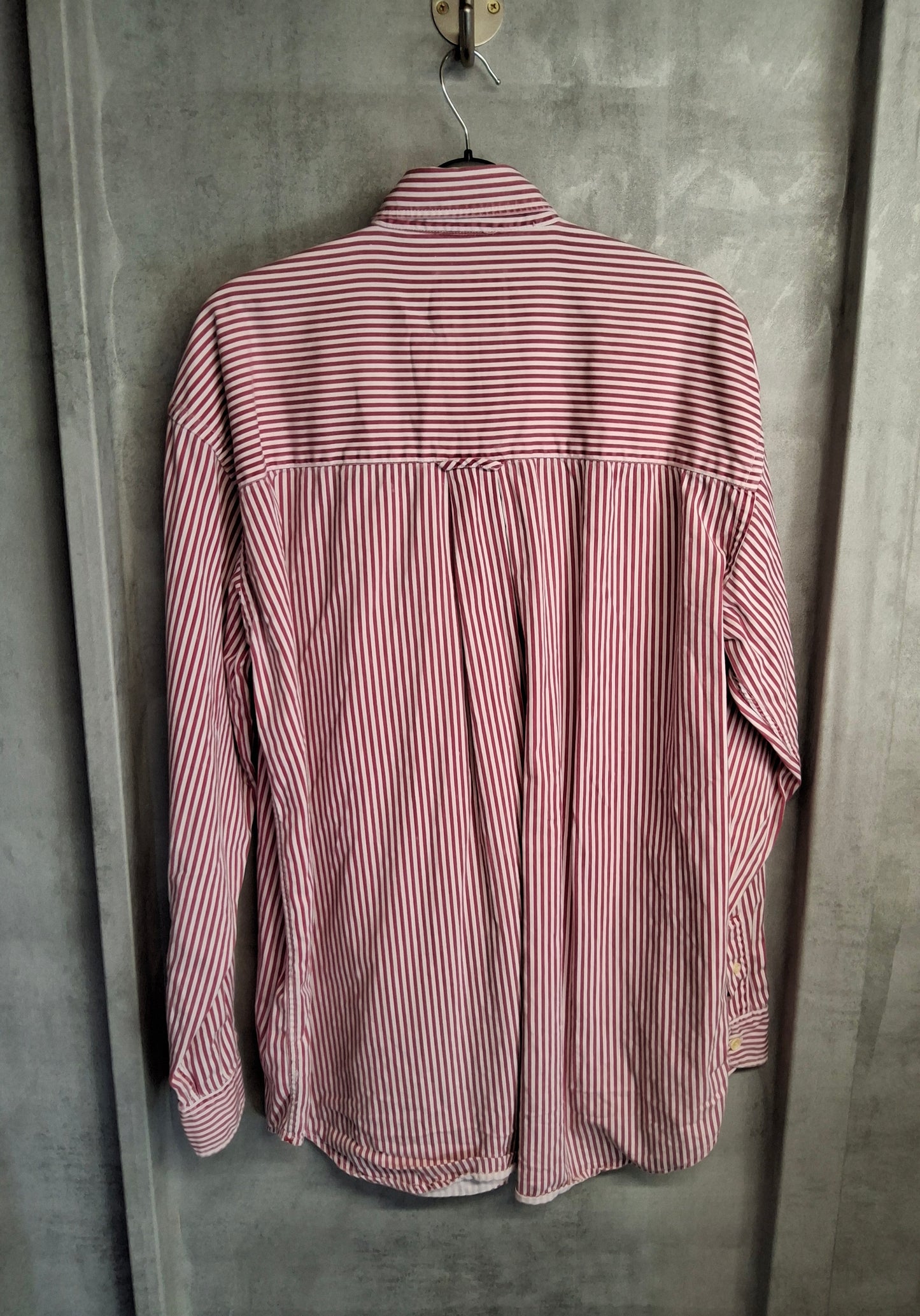 Cutter & Buck Vintage Red/White Striped Shirt – Long Sleeve, Size M, Button Down, Made in HK