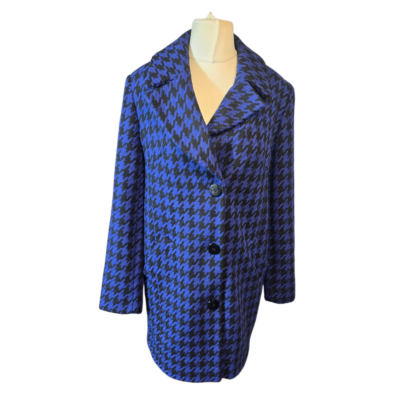 Debenhams The Collection Purple & Black Coat – Size 14 – Houndstooth Button Up
