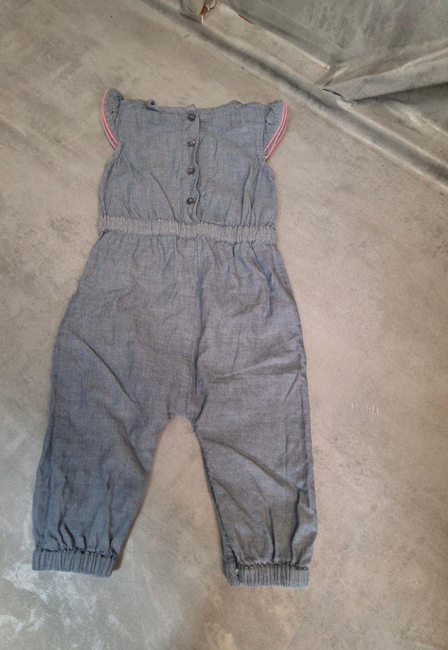 Monsoon Baby Girl Denim Romper β Age 6β12 Months, Cotton with Embroidery