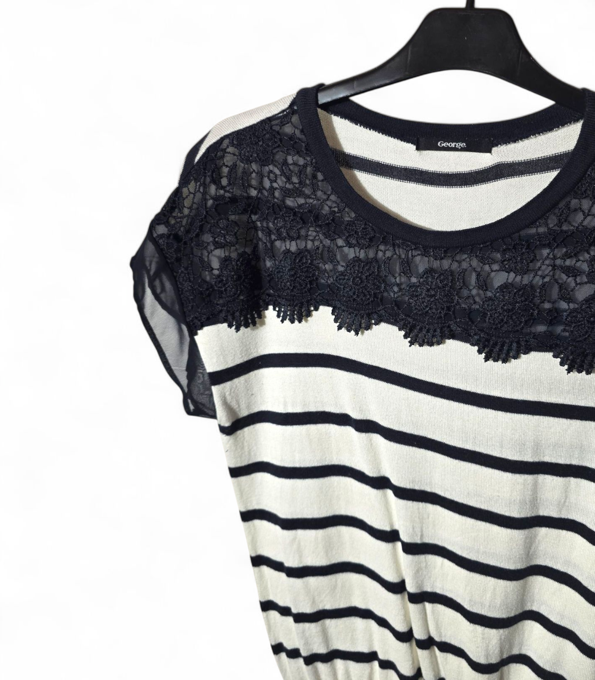 George navy & white striped short sleeved jumper size 10