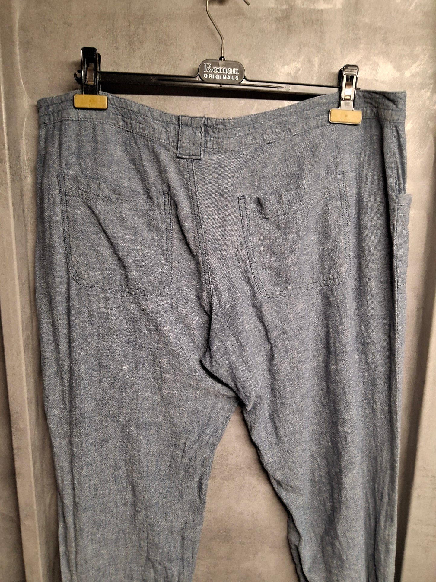 Tu Light Blue Linen Blend Bootcut Trousers – Size 16 Short – Relaxed Summer Vibes