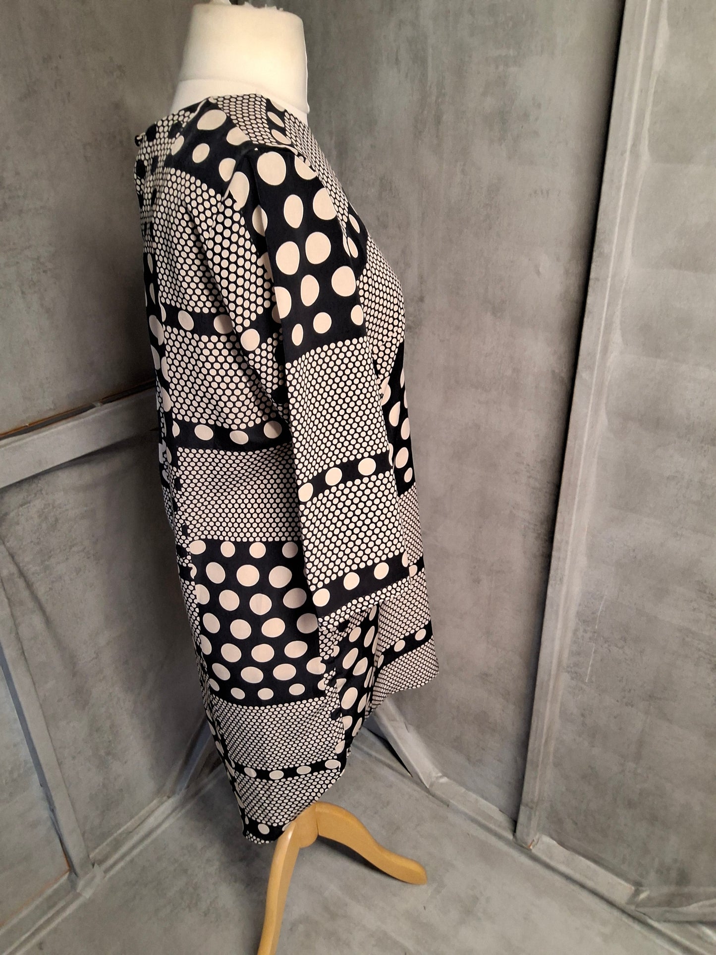 Matalan Navy & Cream Polka Dot Tunic Dress – Size 12 – ¾ Sleeves – BNWT – Smart Casual Style