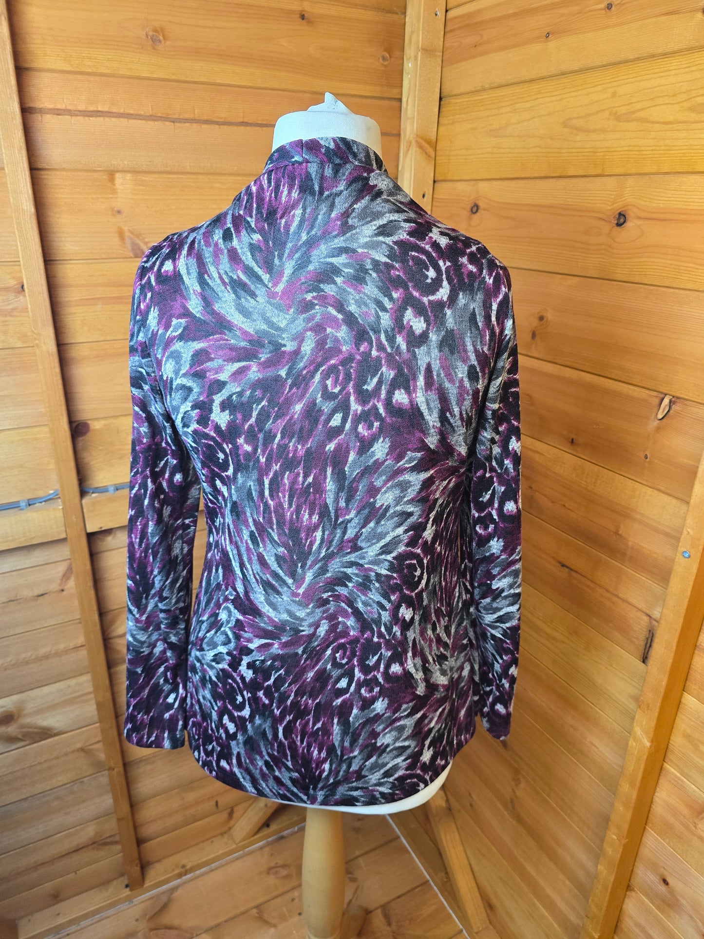 Mr Max Purple & Grey Waterfall Cardigan | Lightweight Sheer Look | XS size 8-10