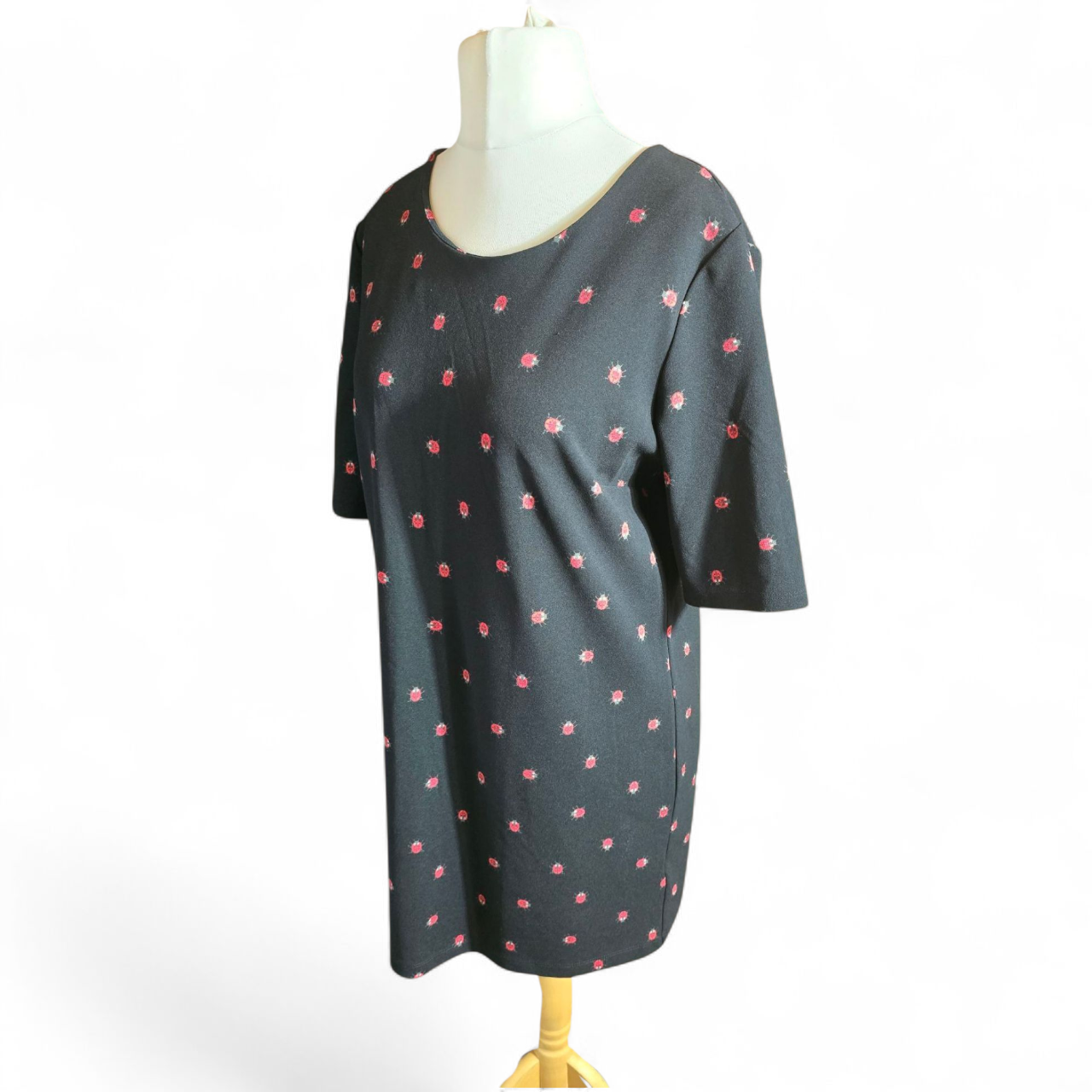 Next black ladybird short sleeved tunic dress size 14