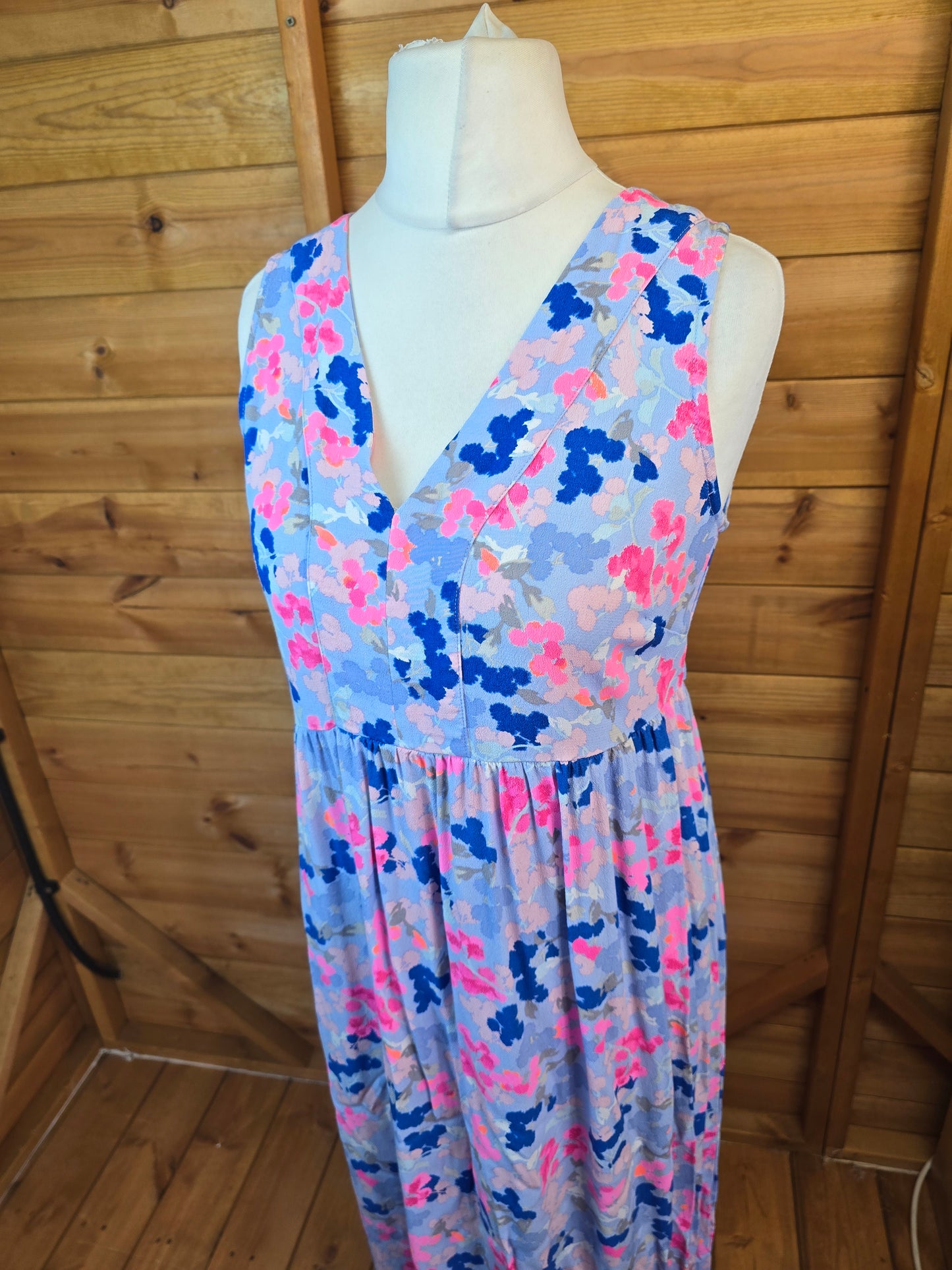 Joules Blue Pink Floral Maxi Dress ā Size 12 ā Viscose š