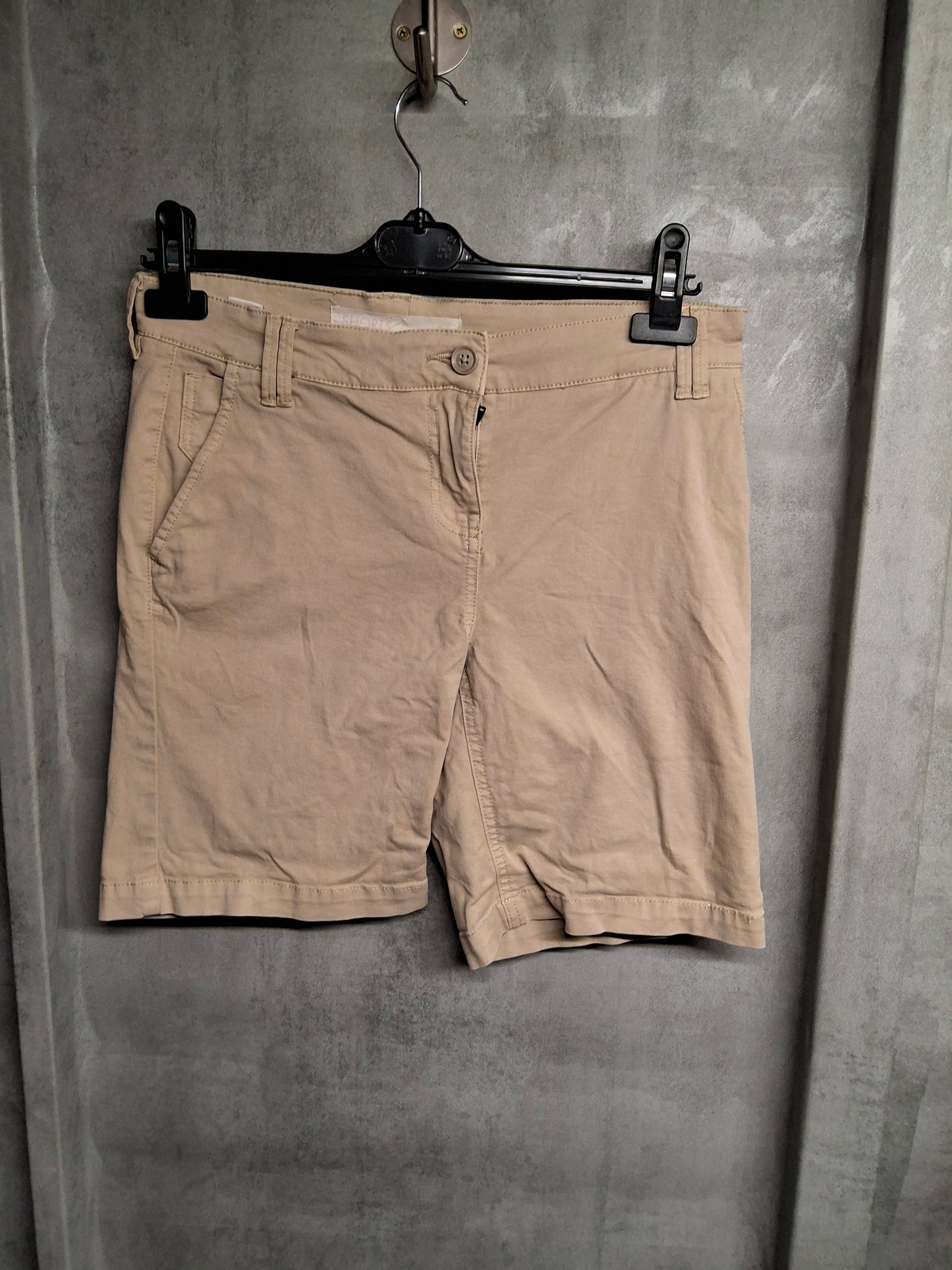 Next Cream Chino Shorts – 100% Cotton – Size 8 – Knee Length, Neutral Summer Wardrobe Essential