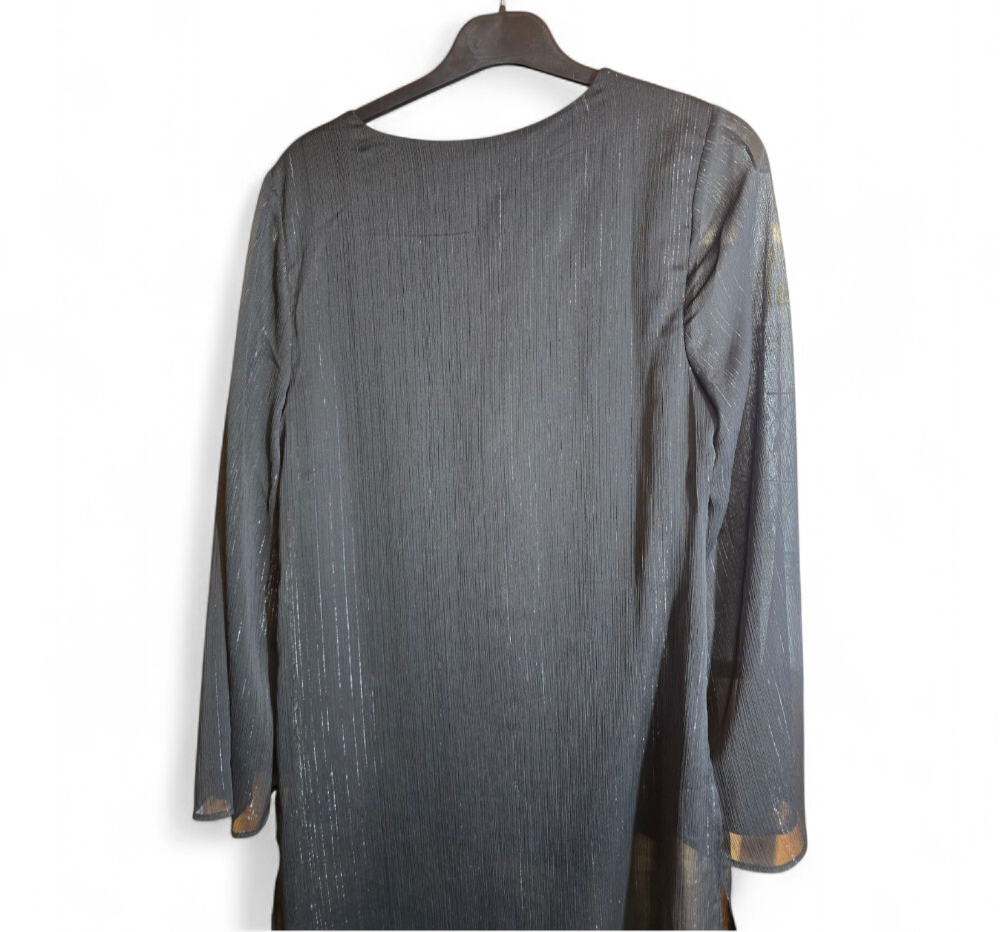 Julien Macdonald black & silver long sleeved layered top size 8