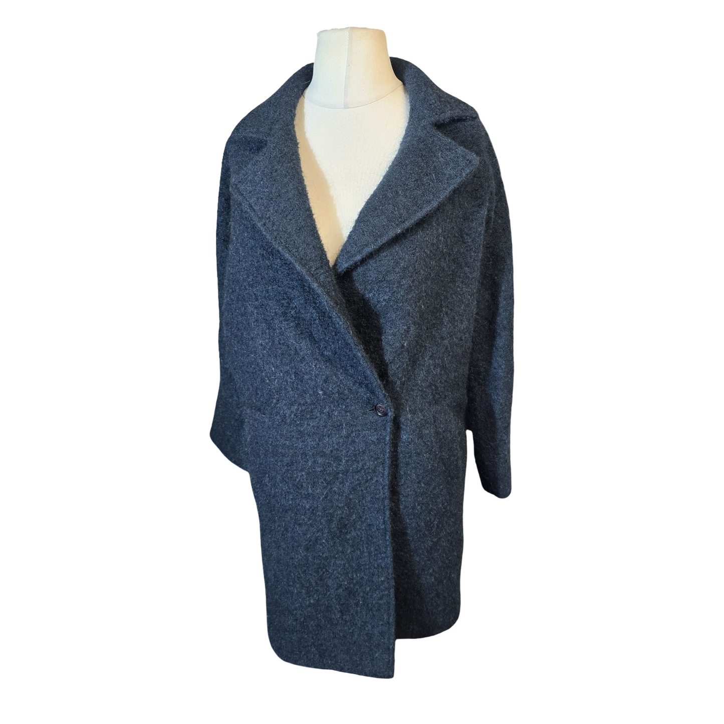 Jigsaw Dark Green Wool Blend Midi Coat – One Button – XS (P2P 21”)