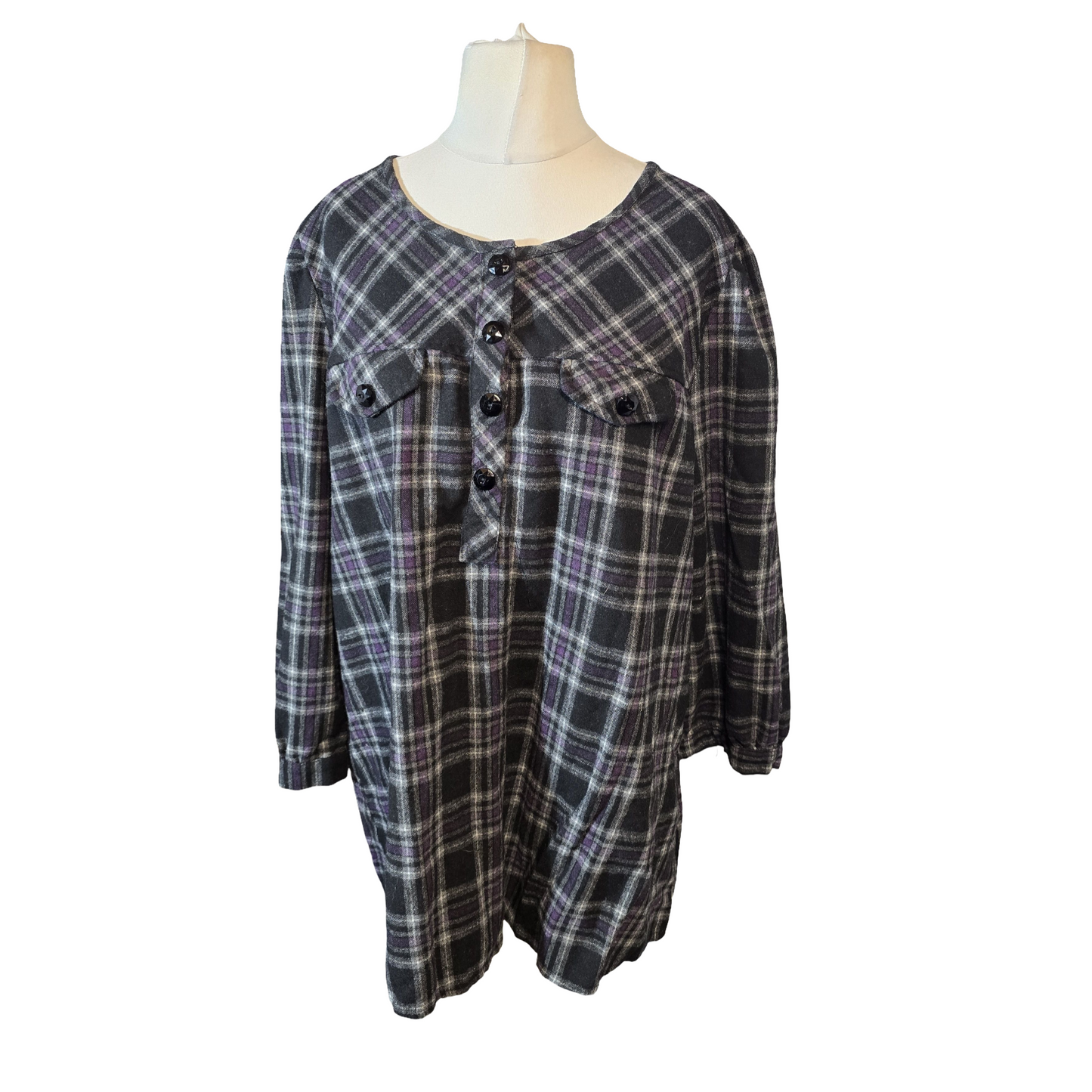 FD Joseph Black/Grey/Purple Check Blouse – Long Sleeve – Free Size