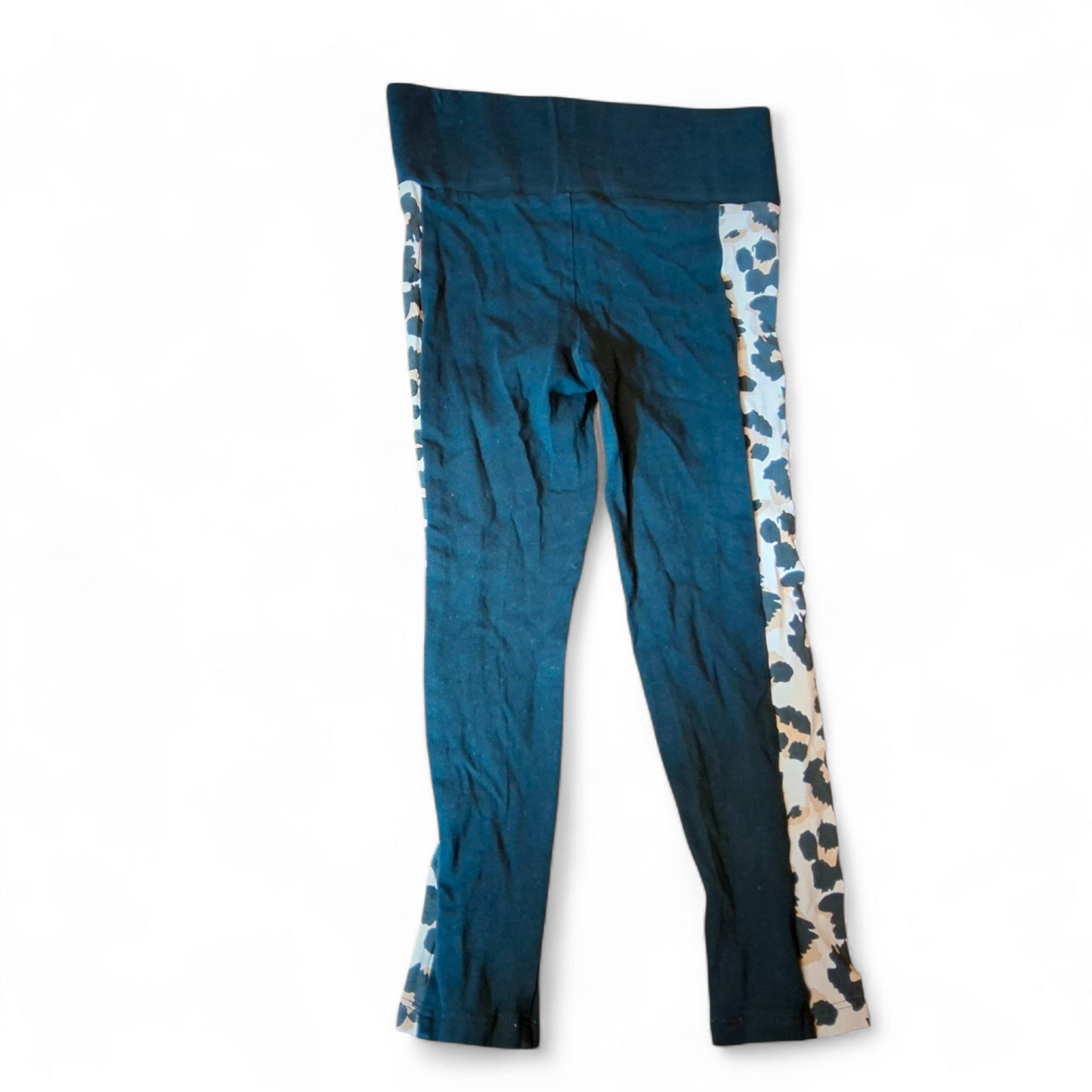 George Girls Black Leggings with Animal Print Side Panel ā Age 5ā6 Years ā Cotton