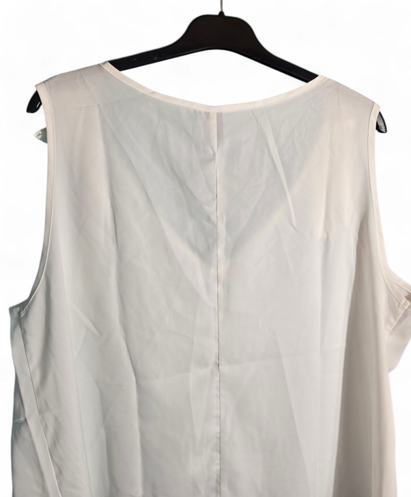 Shein Curve White Sleeveless V-Neck Vest Top 2XL (UK 18/20) - Bow Shoulder Detail