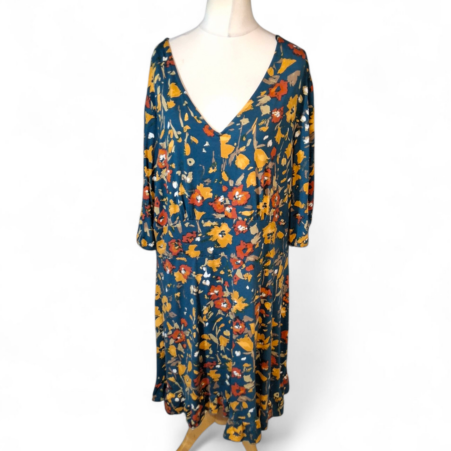 Joe Browns Multicoloured Floral Frilly Midi Dress β Size 22
