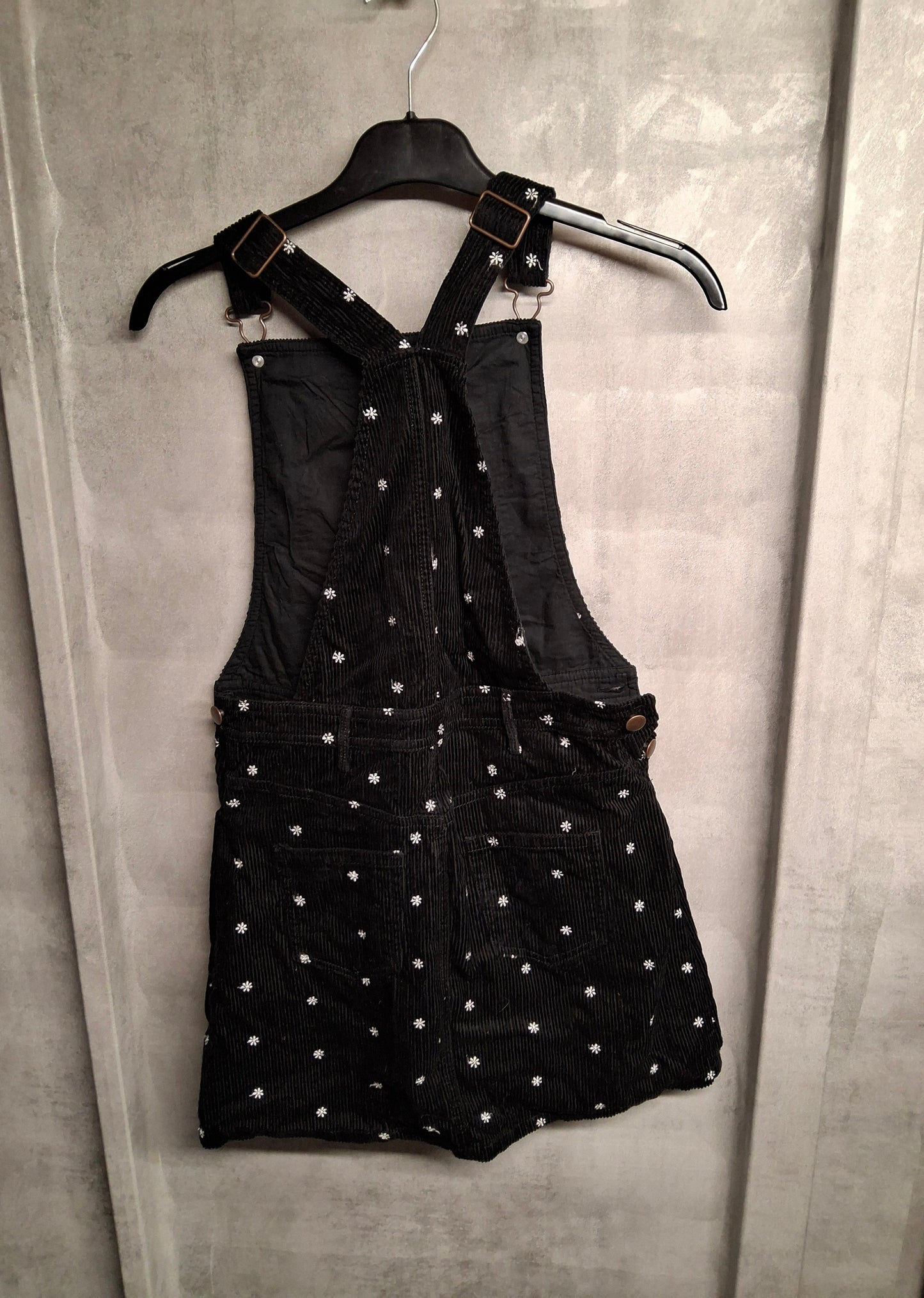 M&S Girls Black & White Cord Pinafore Dress – Age 11-12 Years – 100% Cotton