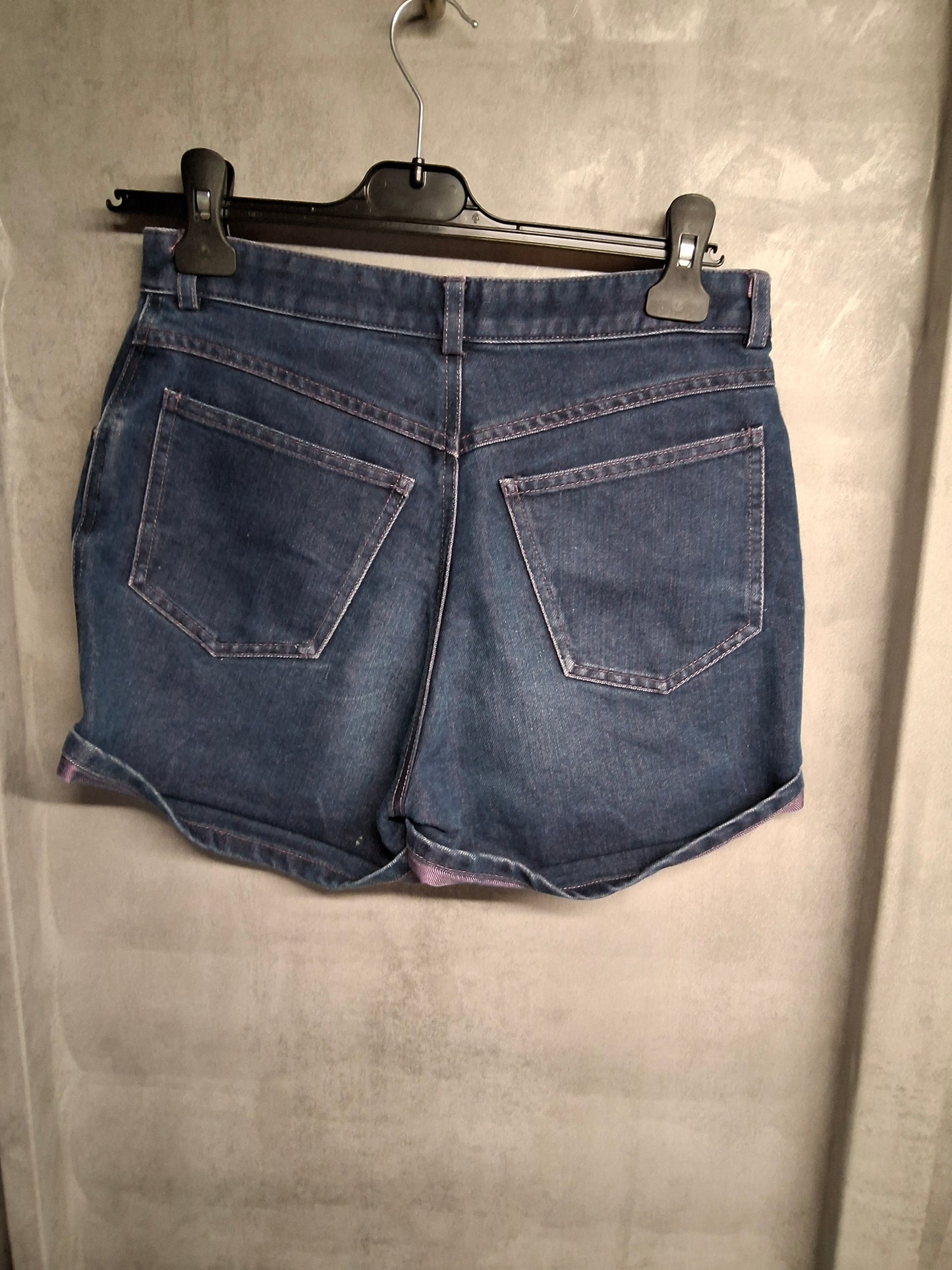 Y2k Next denim blue with purple trim high waisted shorts size 10