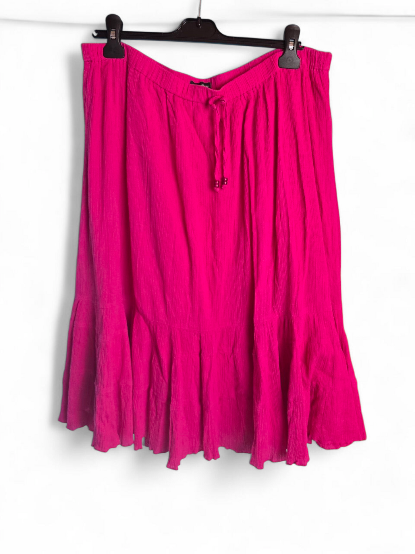 Rogers & Rogers Pink Flared Lined Midi Skirt Size 24 – 100% Cotton, Elasticated Waist