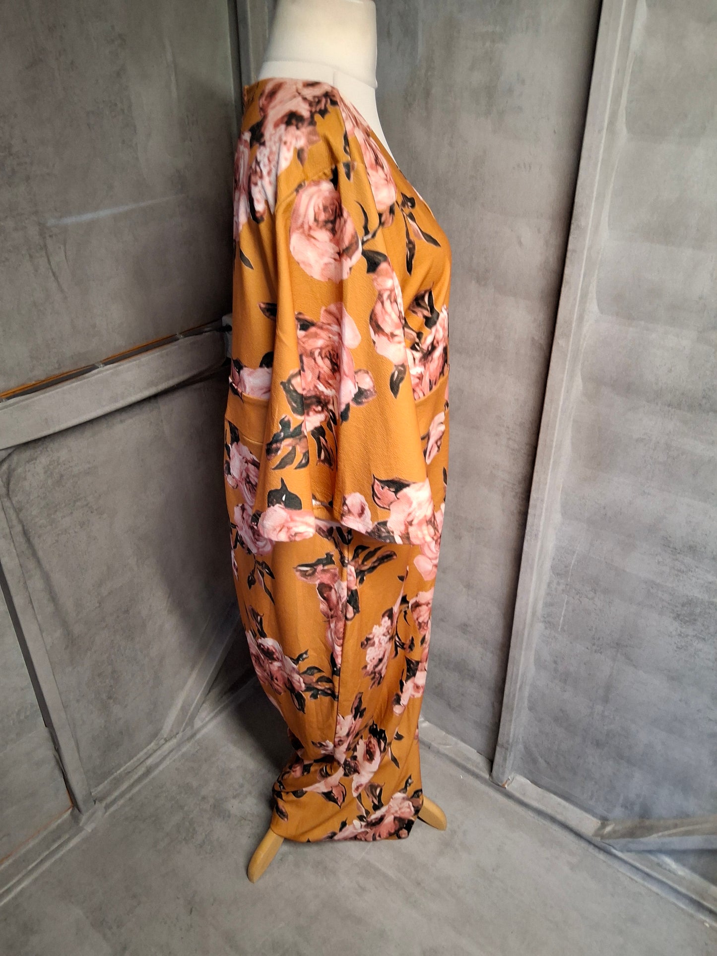 Shein Curve Orange Floral Maxi Dress – Size 3XL (UK size 18/20) – Wrap Bust