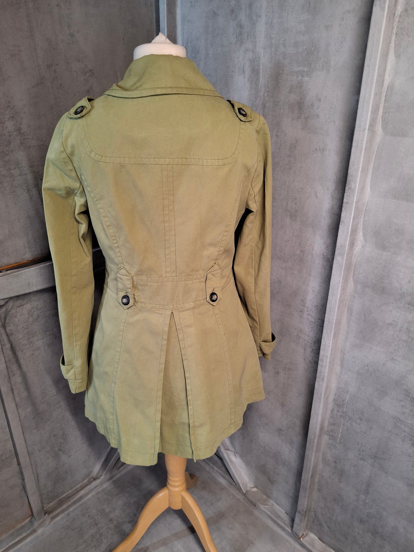 Next Petite Green Pea Coat – Size 12 – 100% Cotton, Lined