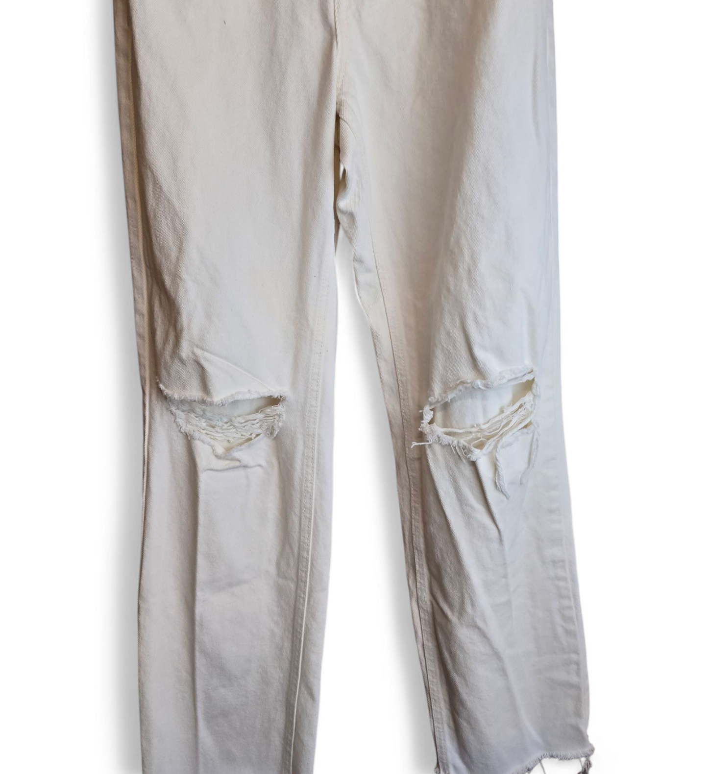 F&F white denim ripped high waisted straight leg jeans size 6