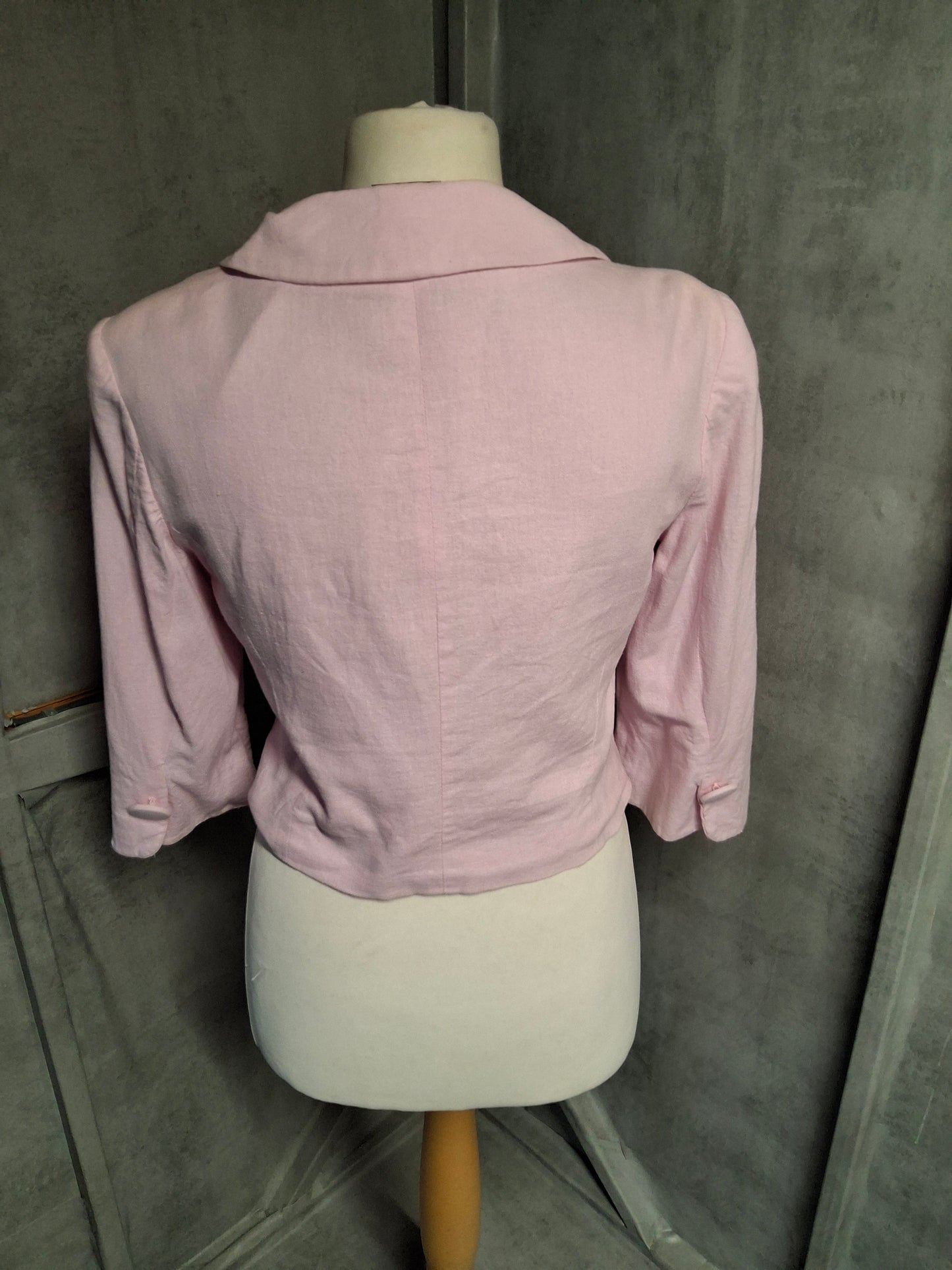 Y2K Pilot Baby Pink Cropped Jacket ā Size 12
