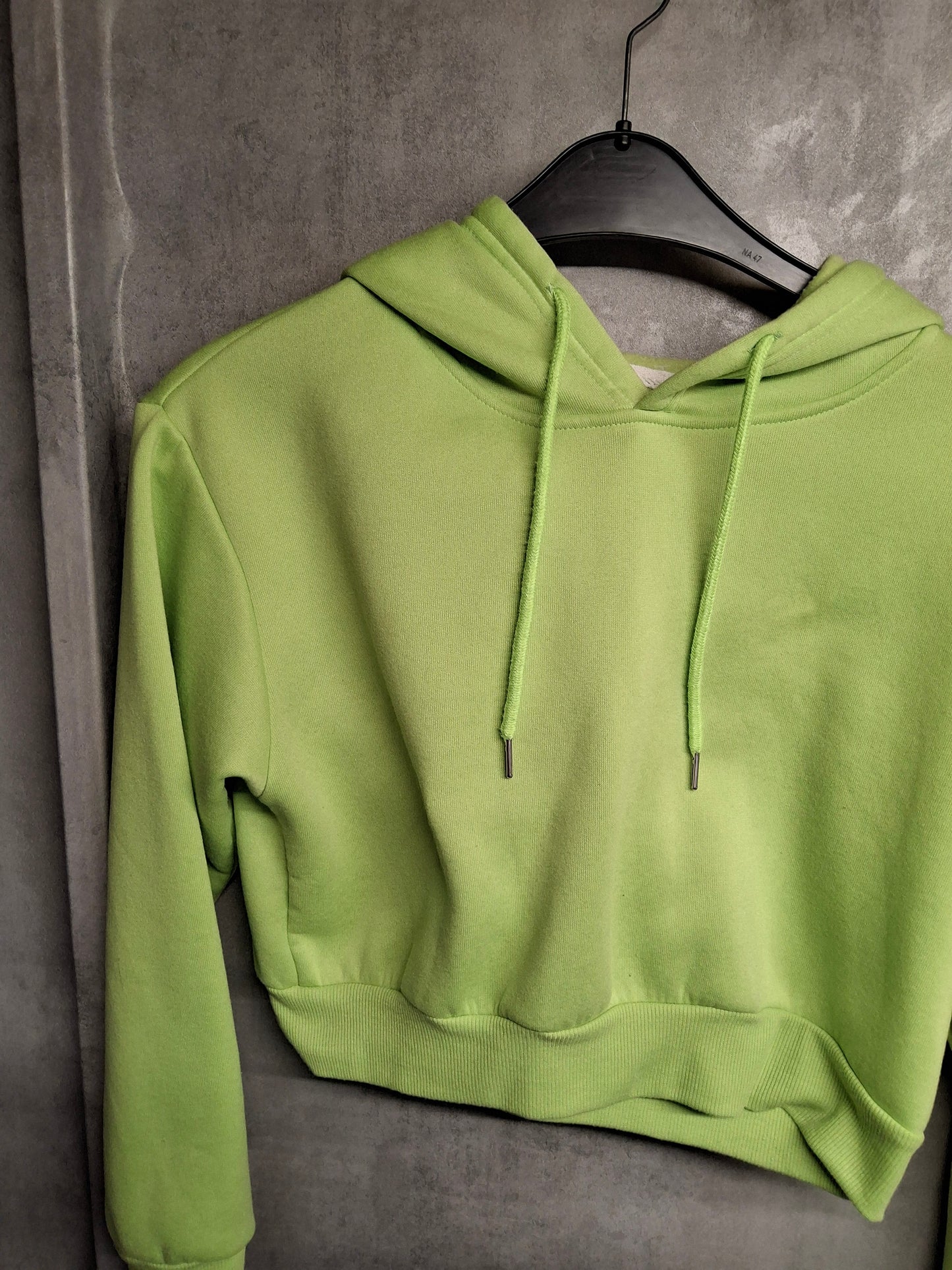 Shein Bright Green Cropped Hoodie Size M (UK size 10) – Drawstring Hood, Long Sleeves, Casual Fit