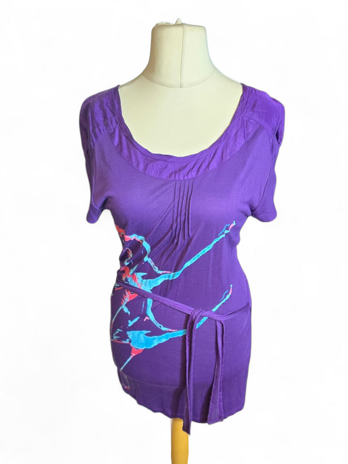 FatFace Bird Print T-Shirt – Modal & Silk Trim, Size 10/12, Soft Feel, Whimsical Design