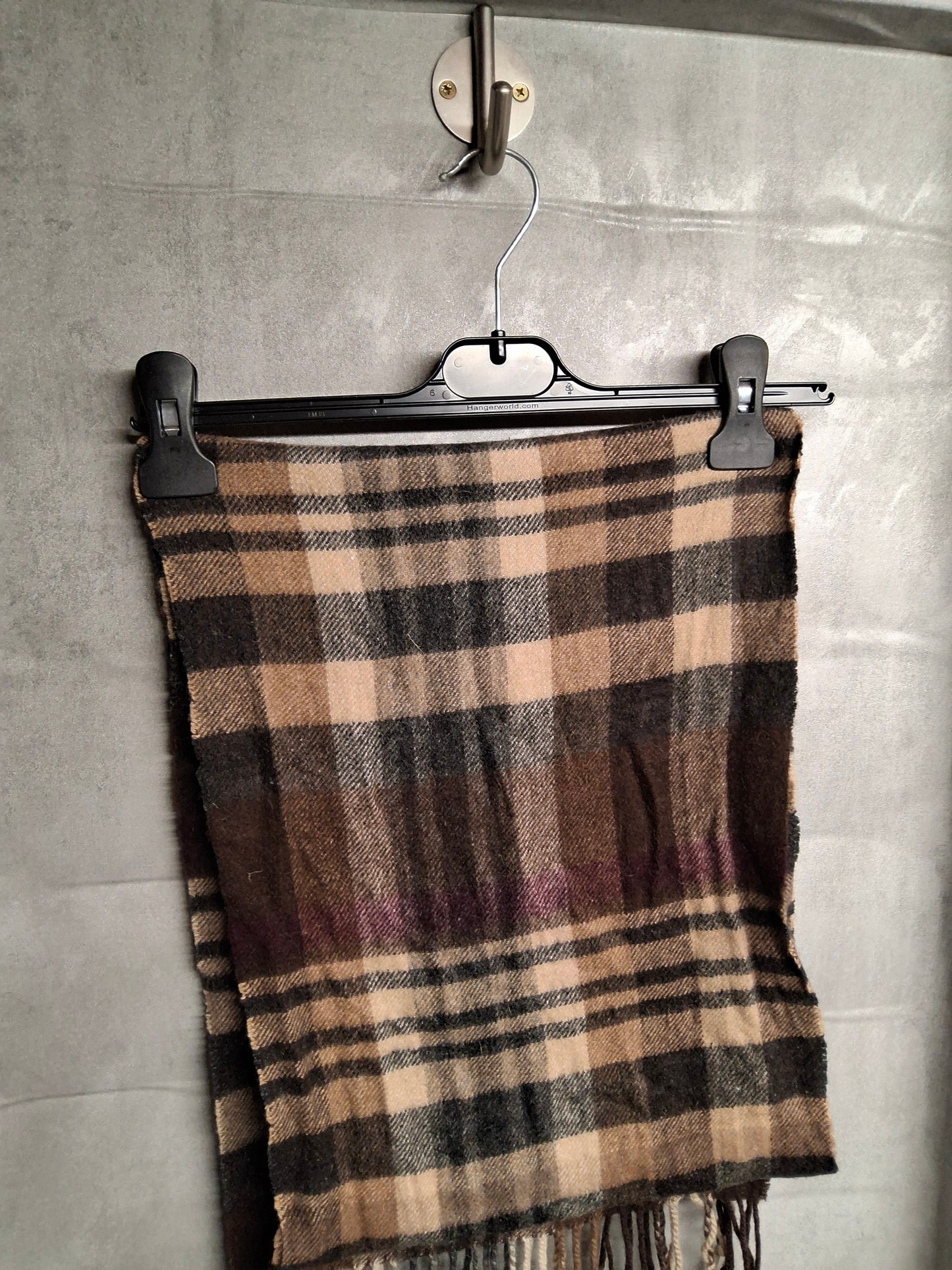 Trussardi Collection Checked Wool Scarf β Beige, Black & Burgundy β Unisex