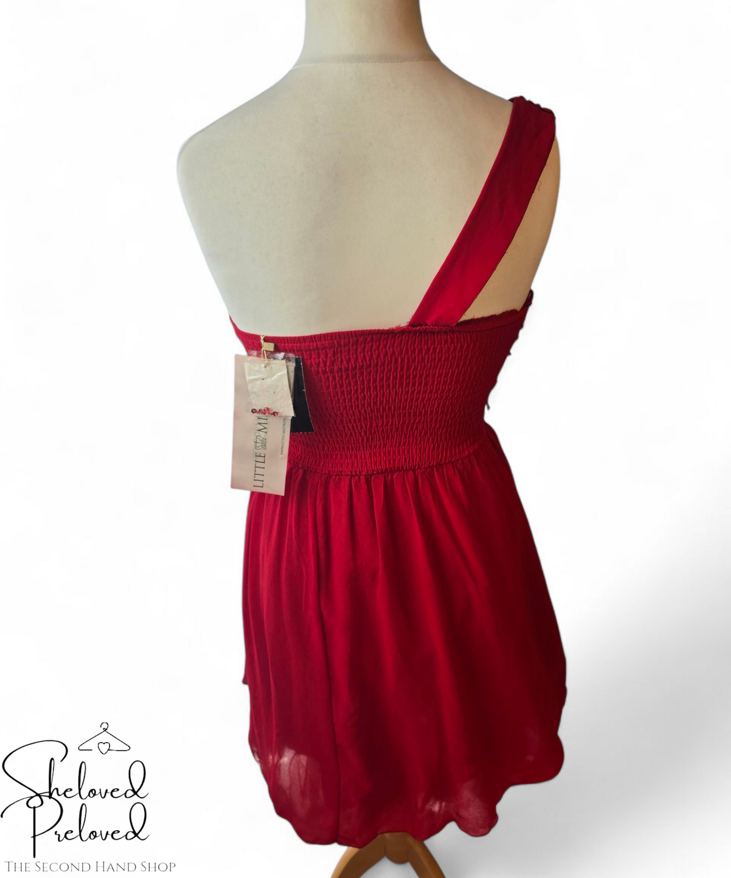 ๐น Little Mistress Red One-Shoulder Embellished Mini Dress โ Size 6 NWT