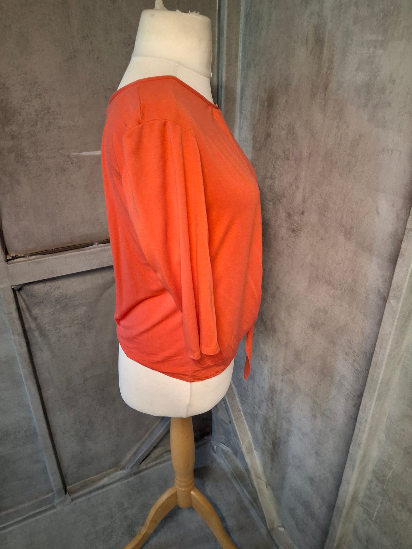 Wallis Orange-Red Tie Front Top โ Size M (Fits size 10/12) โ Viscose