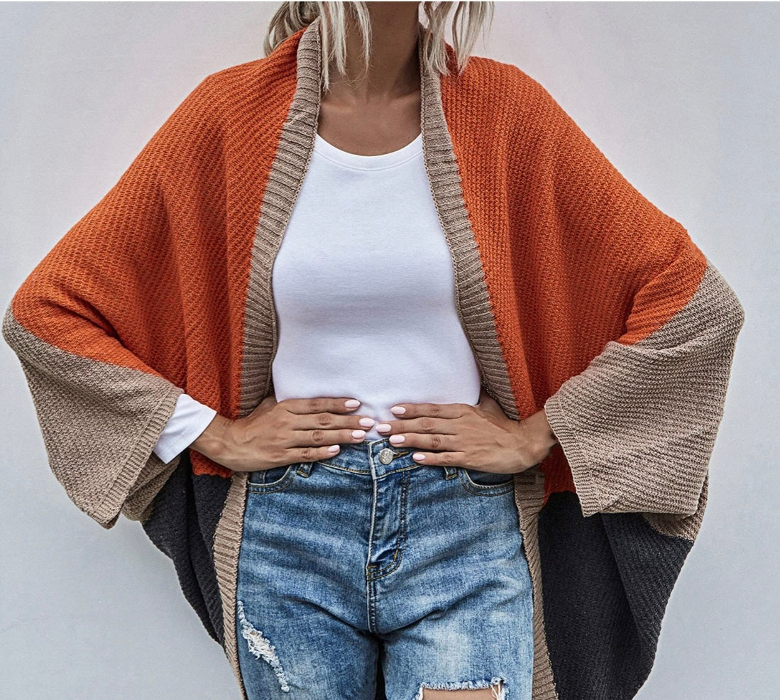 Shein Colourblock Knitted Shrug β Size XL (fits UK 14+) β Oversized Cosy Layer